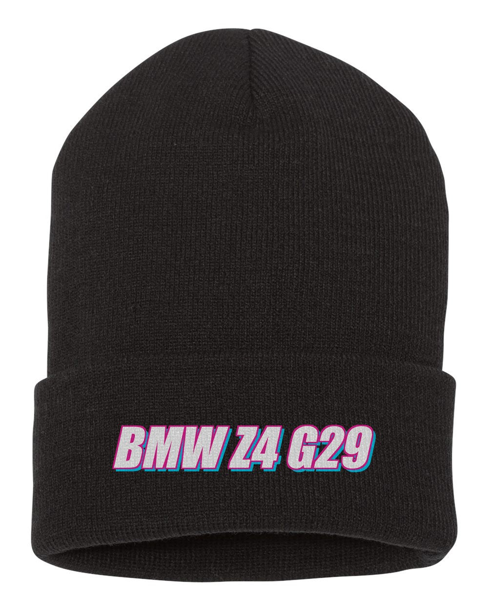 Bmw Z4 G29 black beanie front view with car name