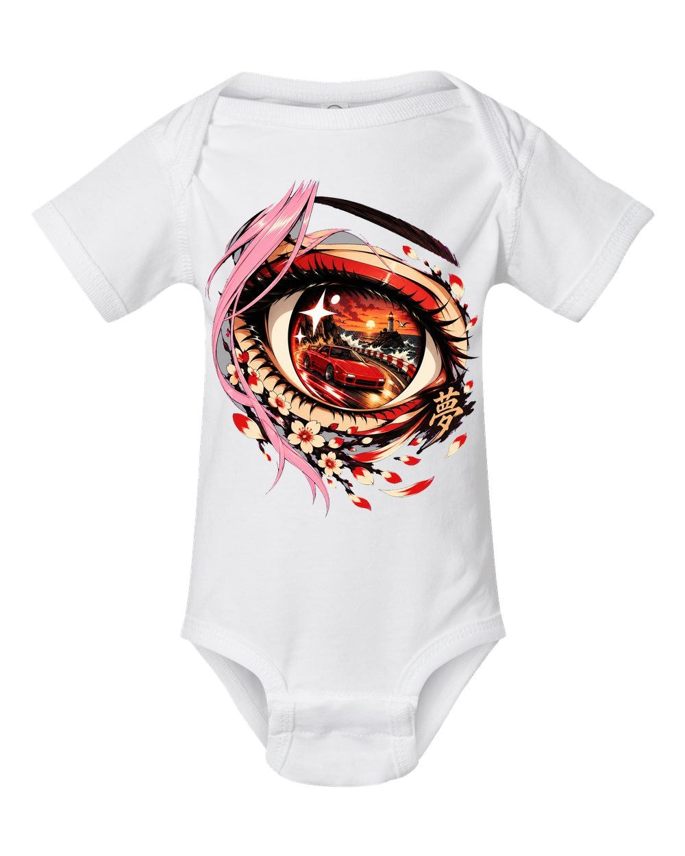 Toyota MR2 SW20 Anime Girl Baby Onesie White front