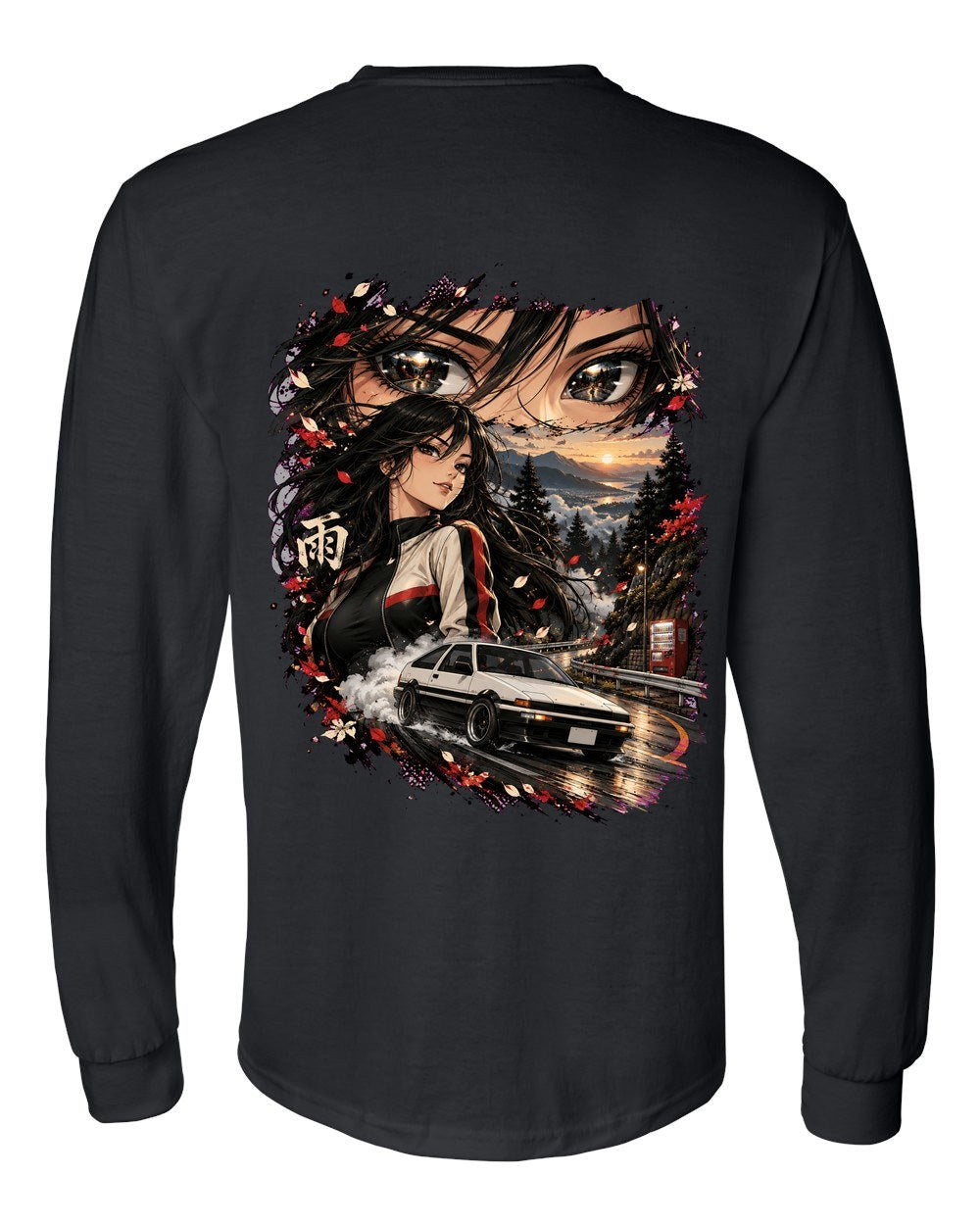 Toyota AE86 Anime Girl Long Sleeve Black back