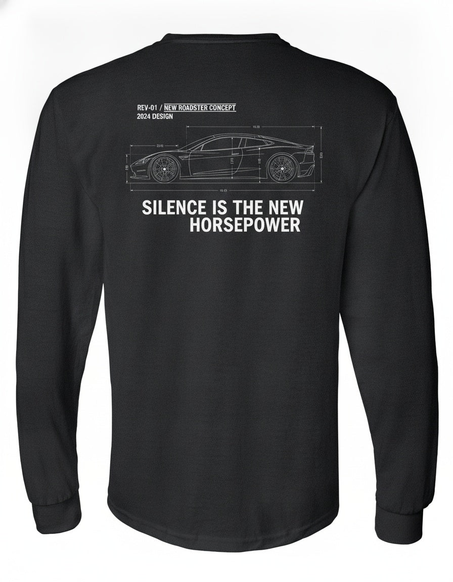 Tesla Roadster Midnight Run Long Sleeve T-Shirt