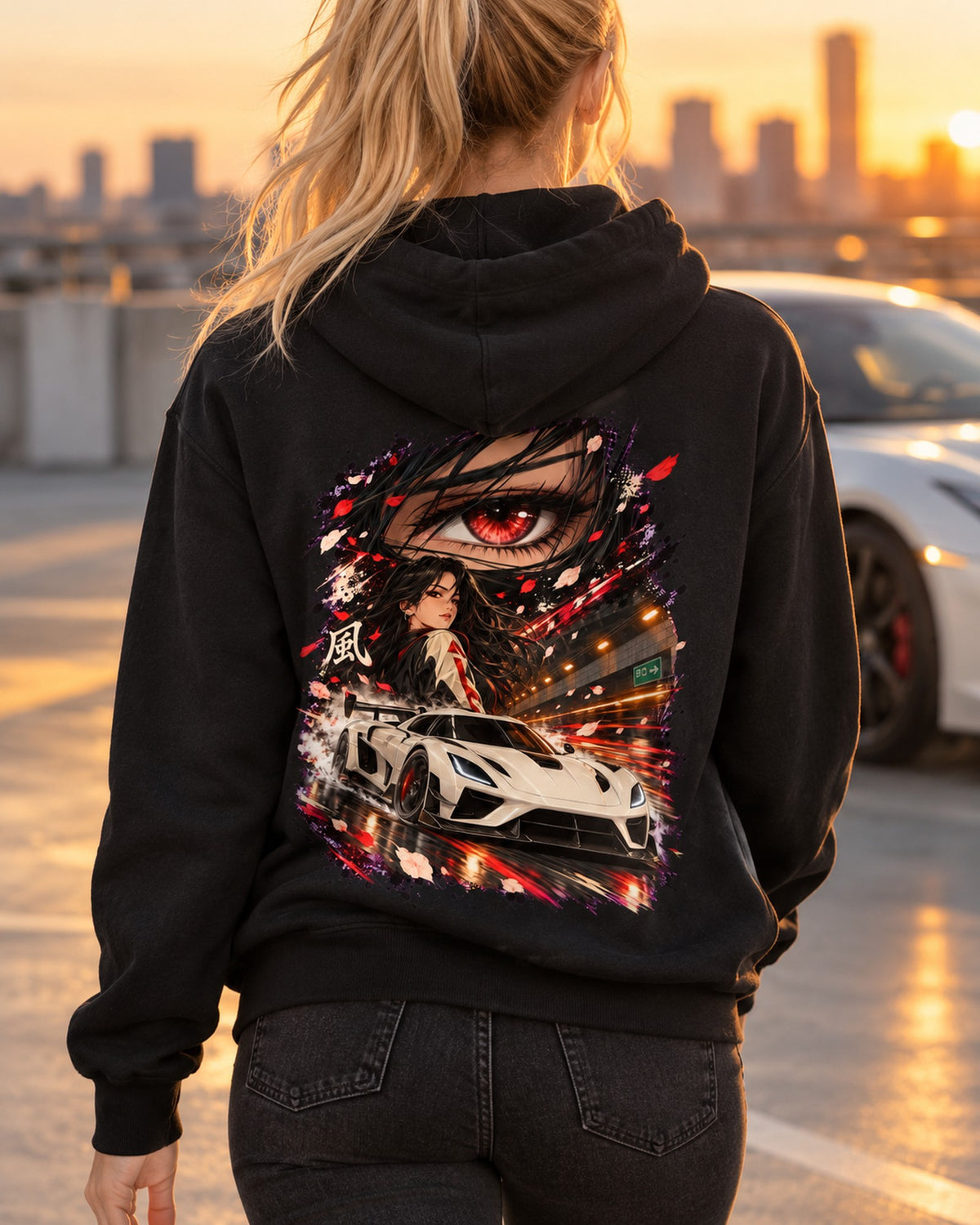 Koenigsegg Jesko Anime Girl Shirt, Hoodie & More Pull Over Hoodie Black worn hero