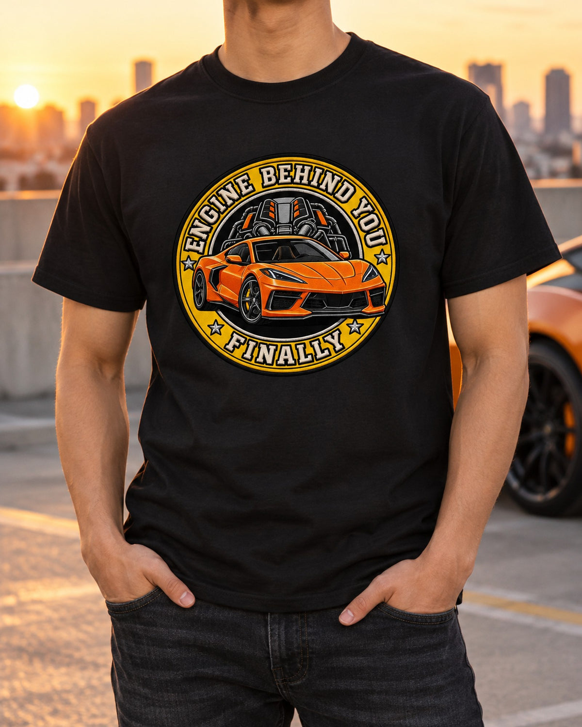 C8 Stingray Corvette Mid-Engine Shield Crest Shirt, 2020 T-Shirt Black worn hero