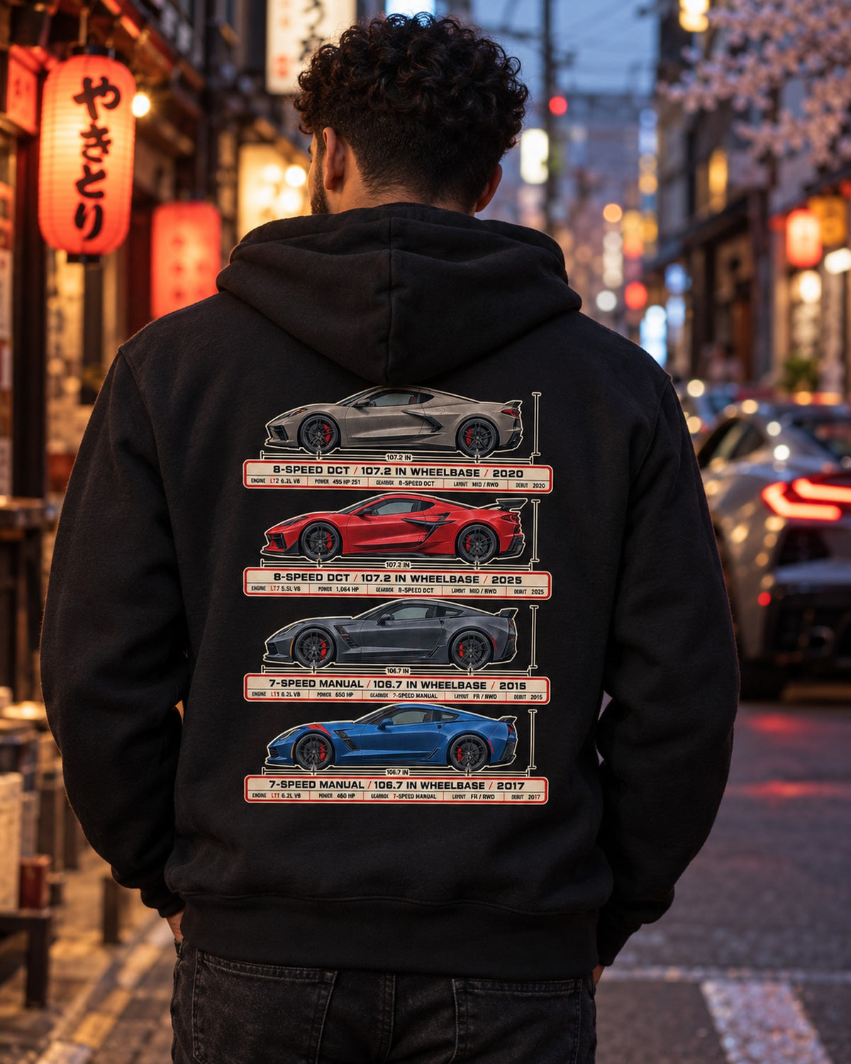 Chevy Corvette C8 Stingray Spec Poster Shirt, 2020 Car Tee Zip Hoodie Black worn hero