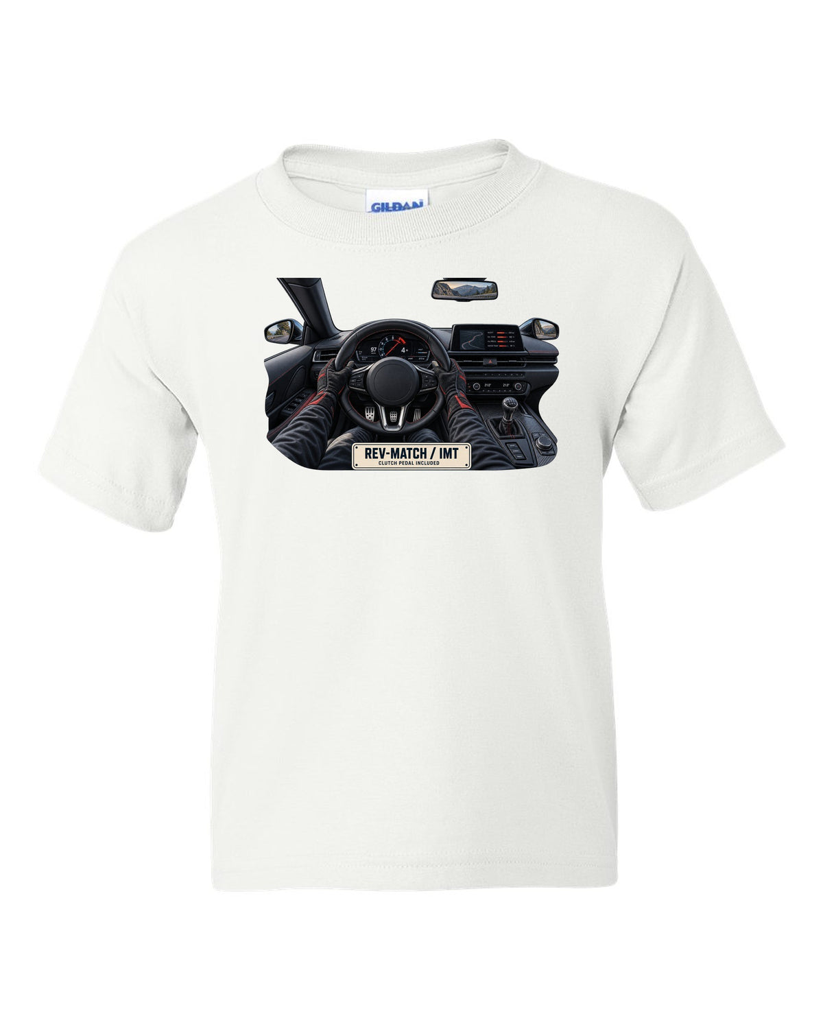 Toyota GR Supra B58 3.0L turbo straight-six engine bay illustration, print white kids tee front view with the design