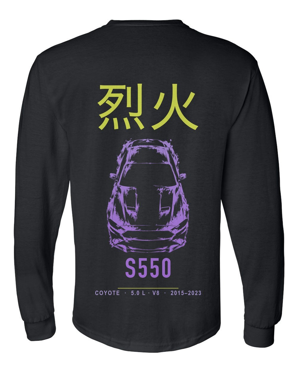 S550 full-back artwork black long sleeve back view with the design