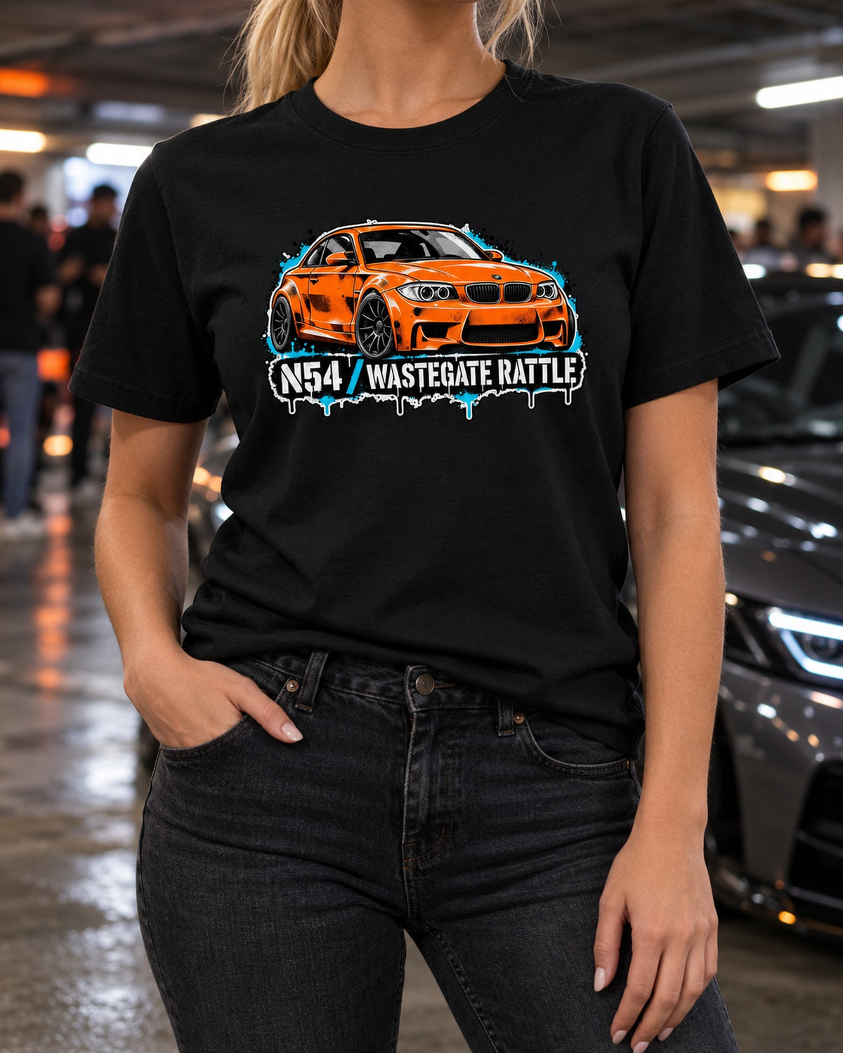 Louvre Rear Varsity Crest Shirt, BMW M1 E26 print T-Shirt Black worn hero