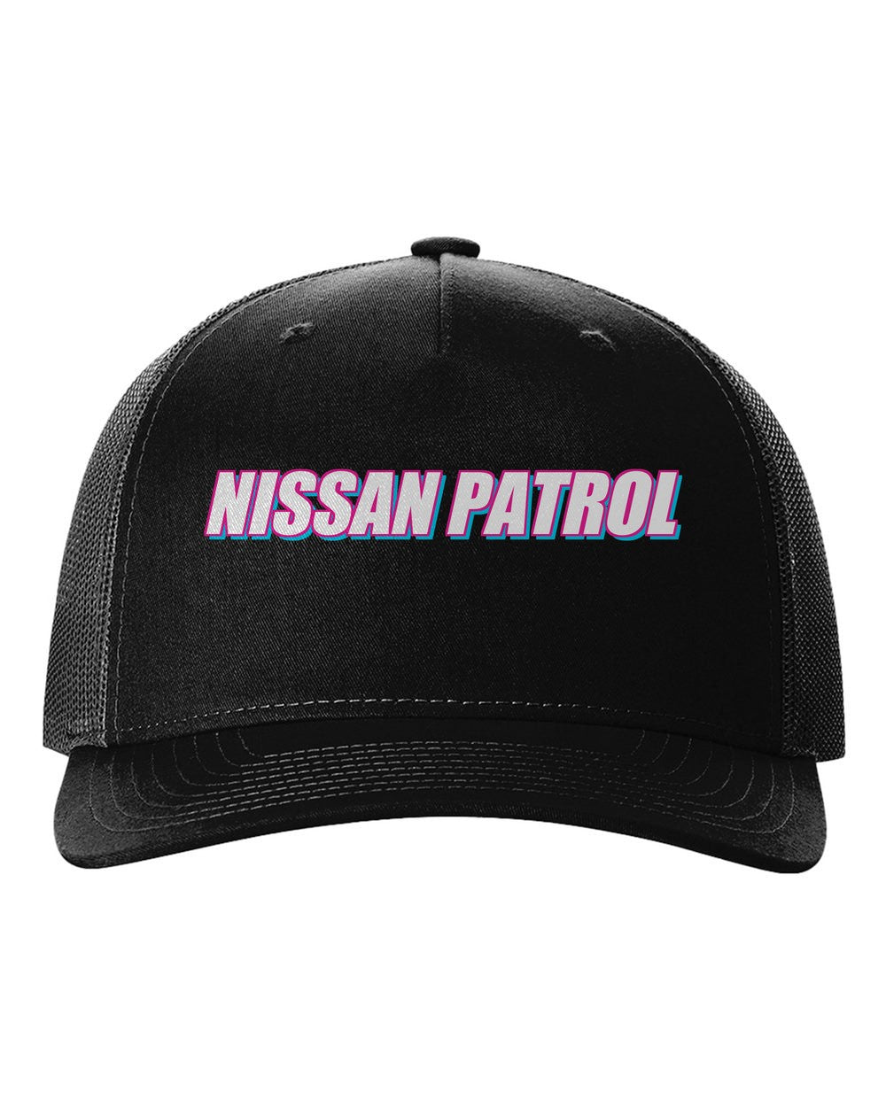 black hat front view with car name