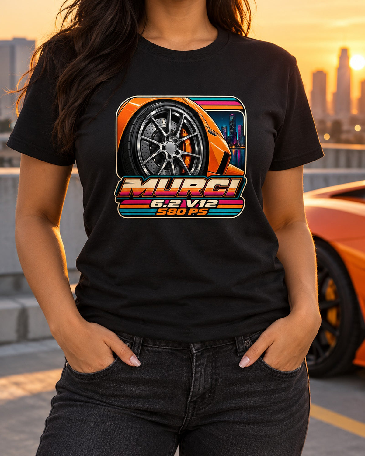 Lamborghini Murcielago 2001 Wheel Cassette Shirt, 6.2 V12 T-Shirt Black worn hero