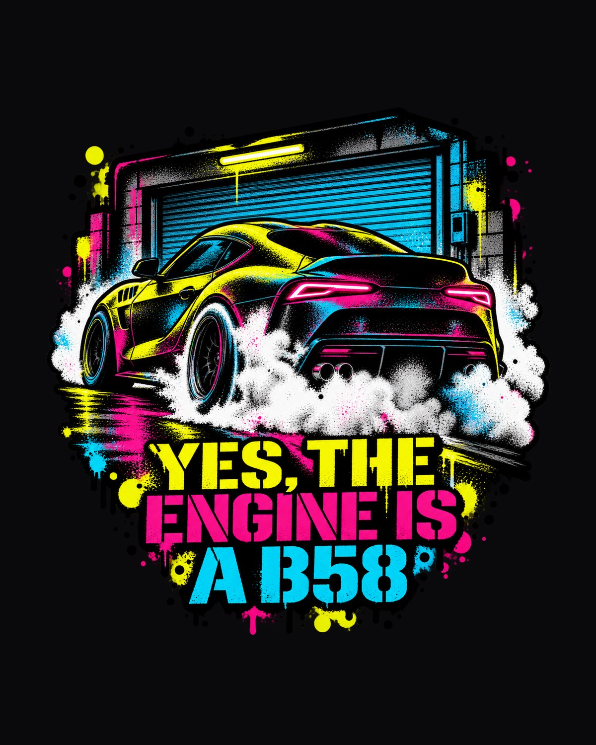Stencil Spray GR Supra A90 B58 Engine Joke Tee design only