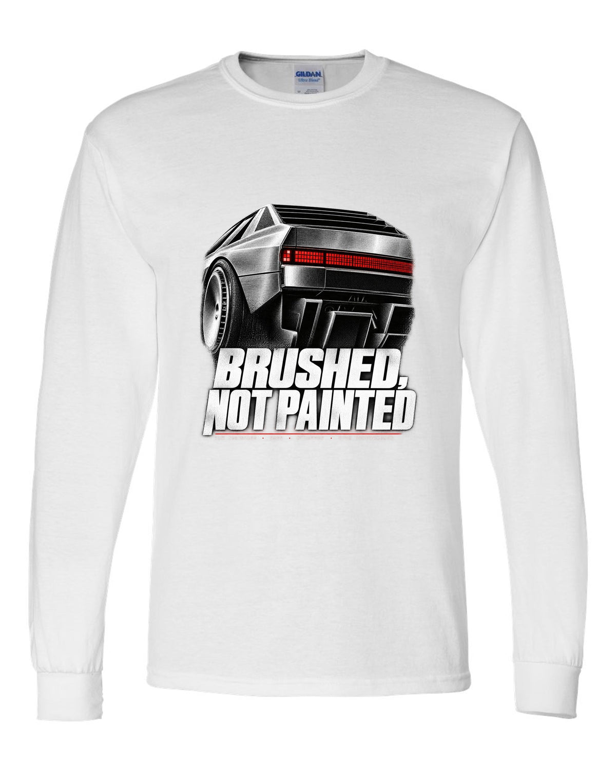 Hyundai N Vision 74 rear three-quarter macro print of pixel taillights white long sleeve front view with the design