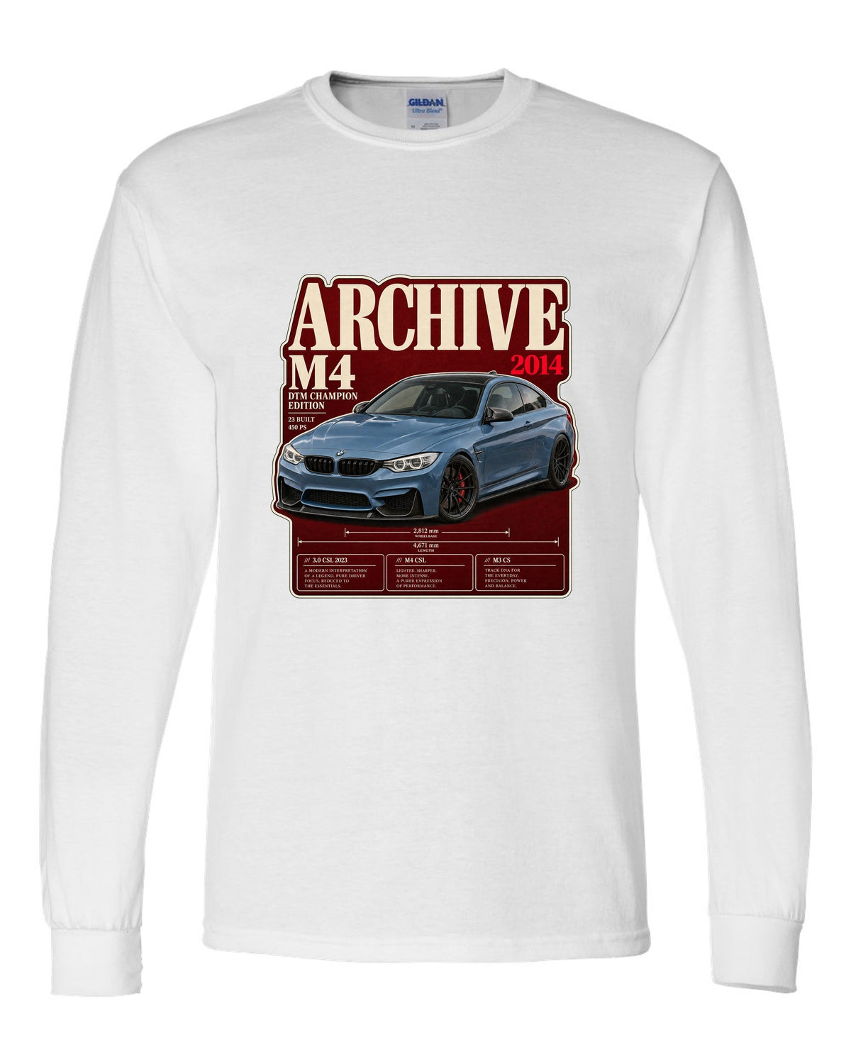 BMW M4 DTM Champion Edition F82 archive panel print white long sleeve front view with the design