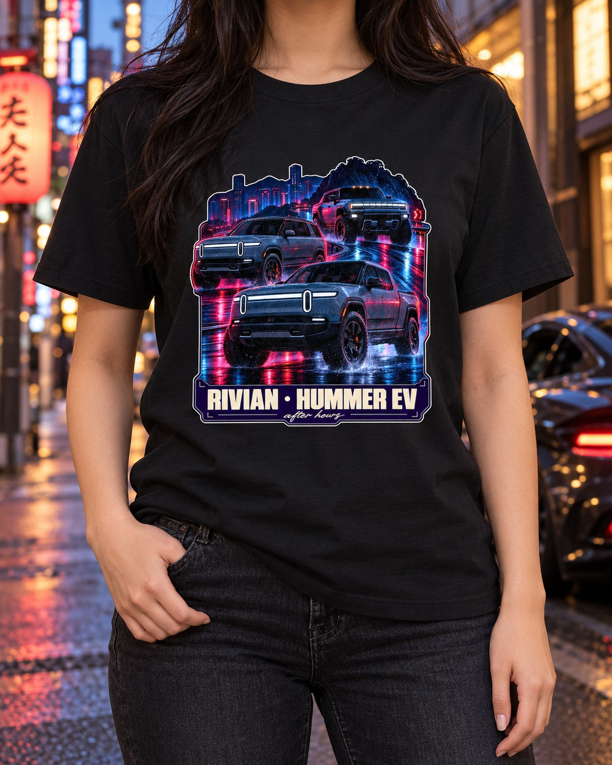 Range Rover Sport SV L461 Night Street Shirt, 635 PS Wet Road T-Shirt Black worn hero