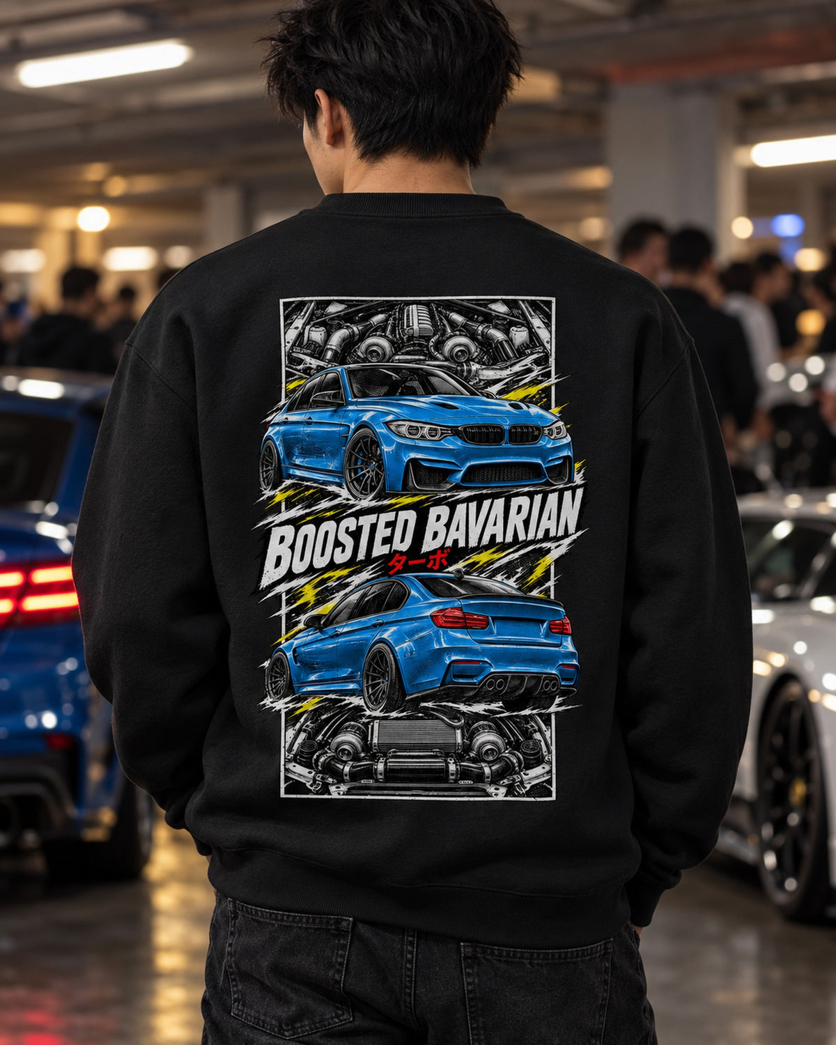 BMW F80 M3 Torn Poster Full-Back Graphic Tee Crewneck Black worn hero