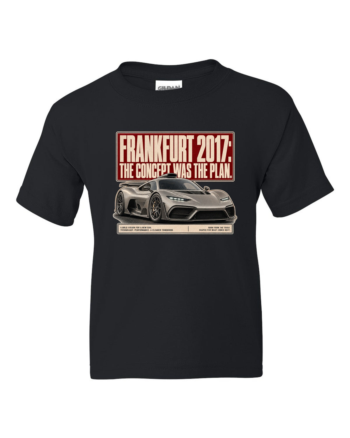 Mercedes-AMG Project One concept Frankfurt 2017 editorial headline design black kids tee front view with the design