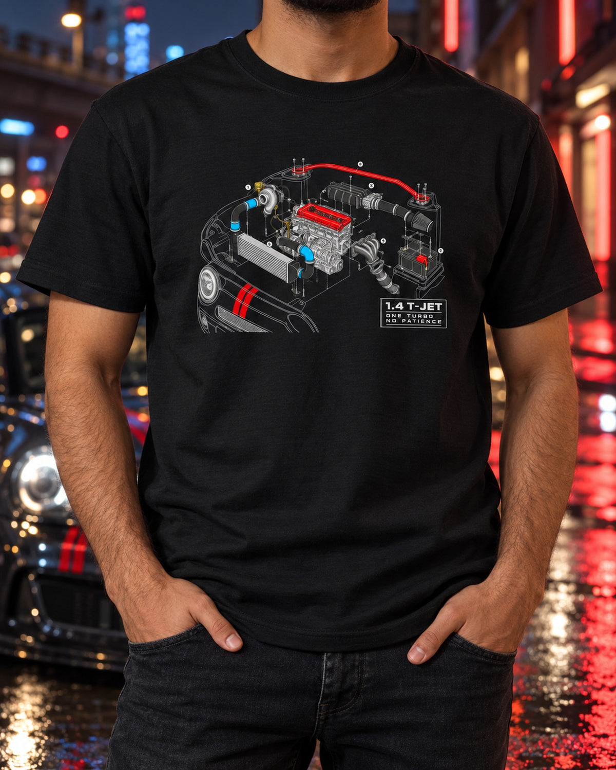 Abarth 695 Special Edition 1.4 T-Jet Blueprint Shirt, One Turbo T-Shirt Black worn hero
