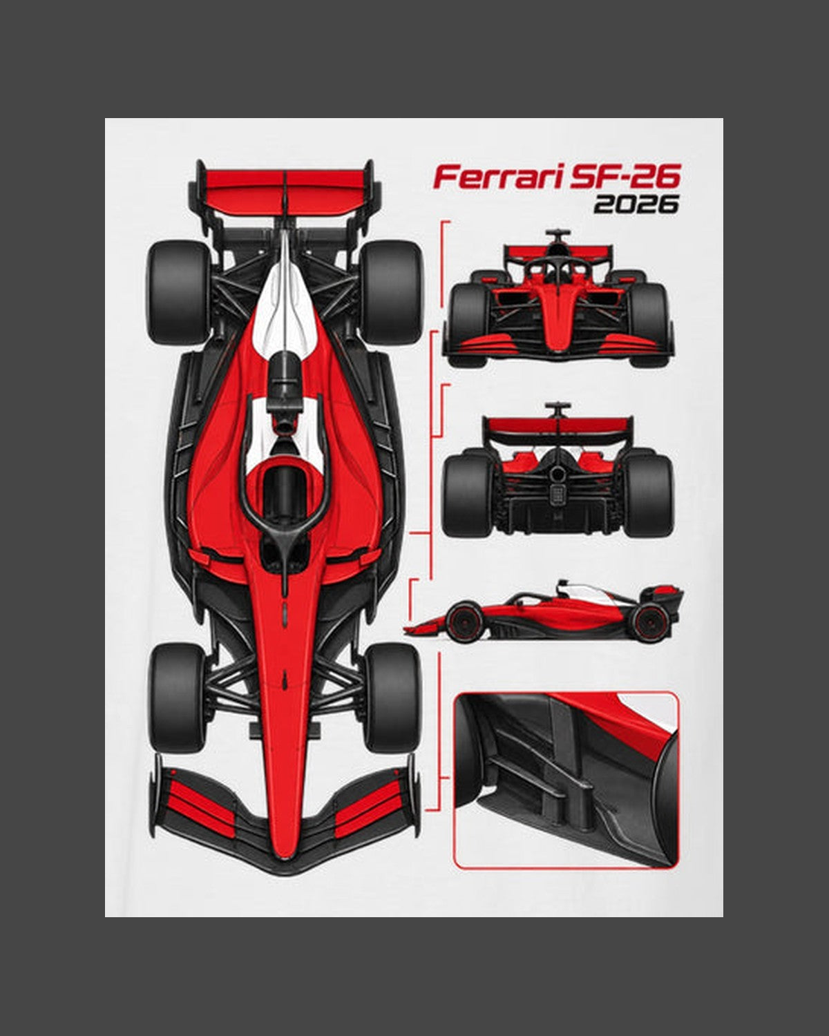 Ferrari SF-26 F1 2026 Overhead Dossier Shirt, Formula 1 Fan Tee design only
