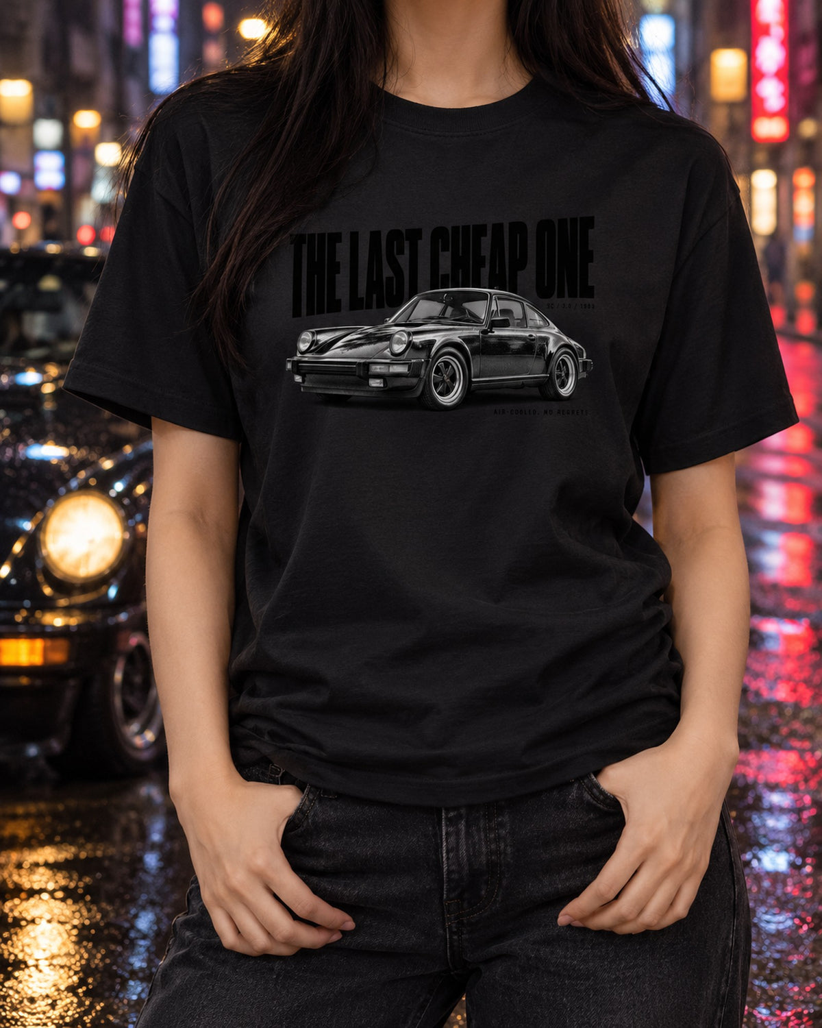 Porsche 911 SC Halftone Shirt, The Last Cheap One, Air-Cooled T-Shirt Black worn hero