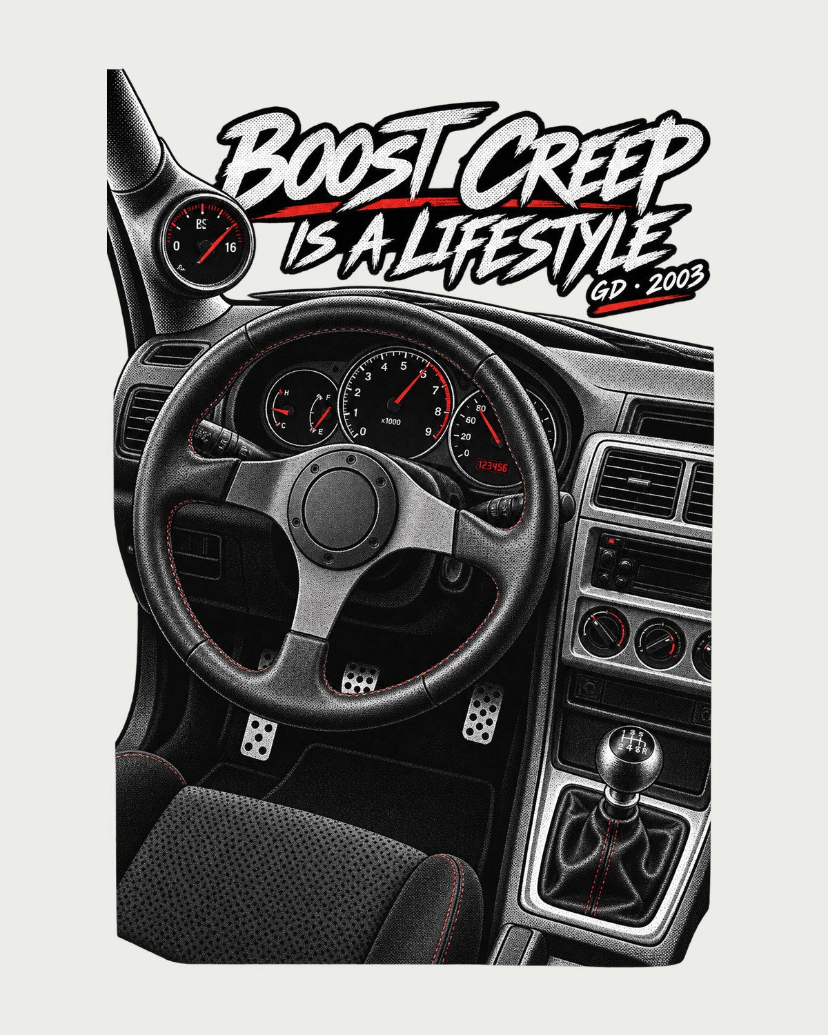 Subaru WRX GD Blobeye Boost Gauge Tee, Boost Creep Lifestyle design only