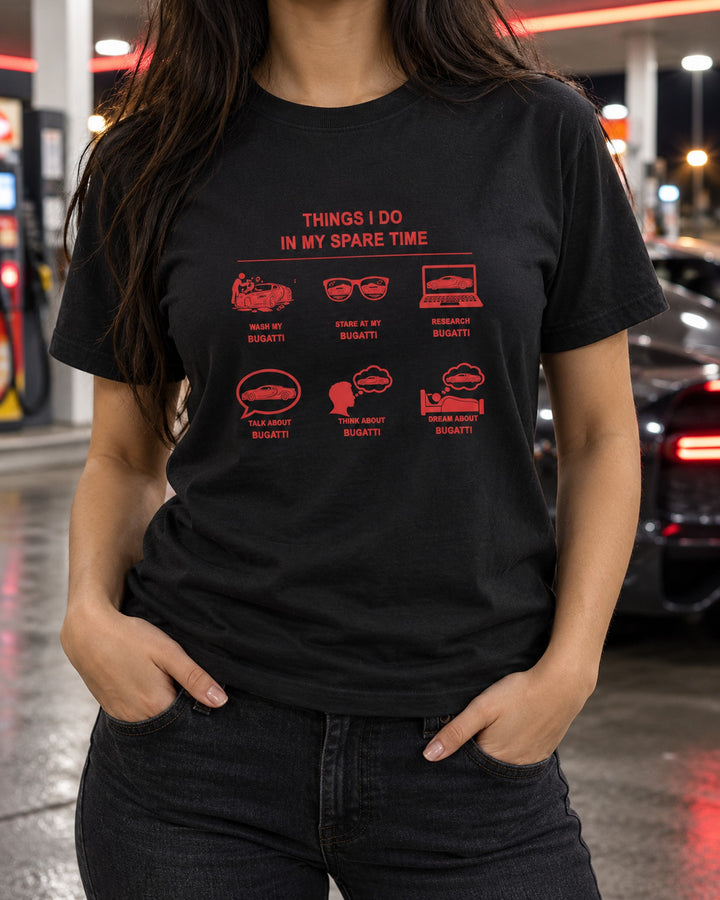 Bugatti Things I Do Shirt, Hoodie & More T-Shirt Black worn hero