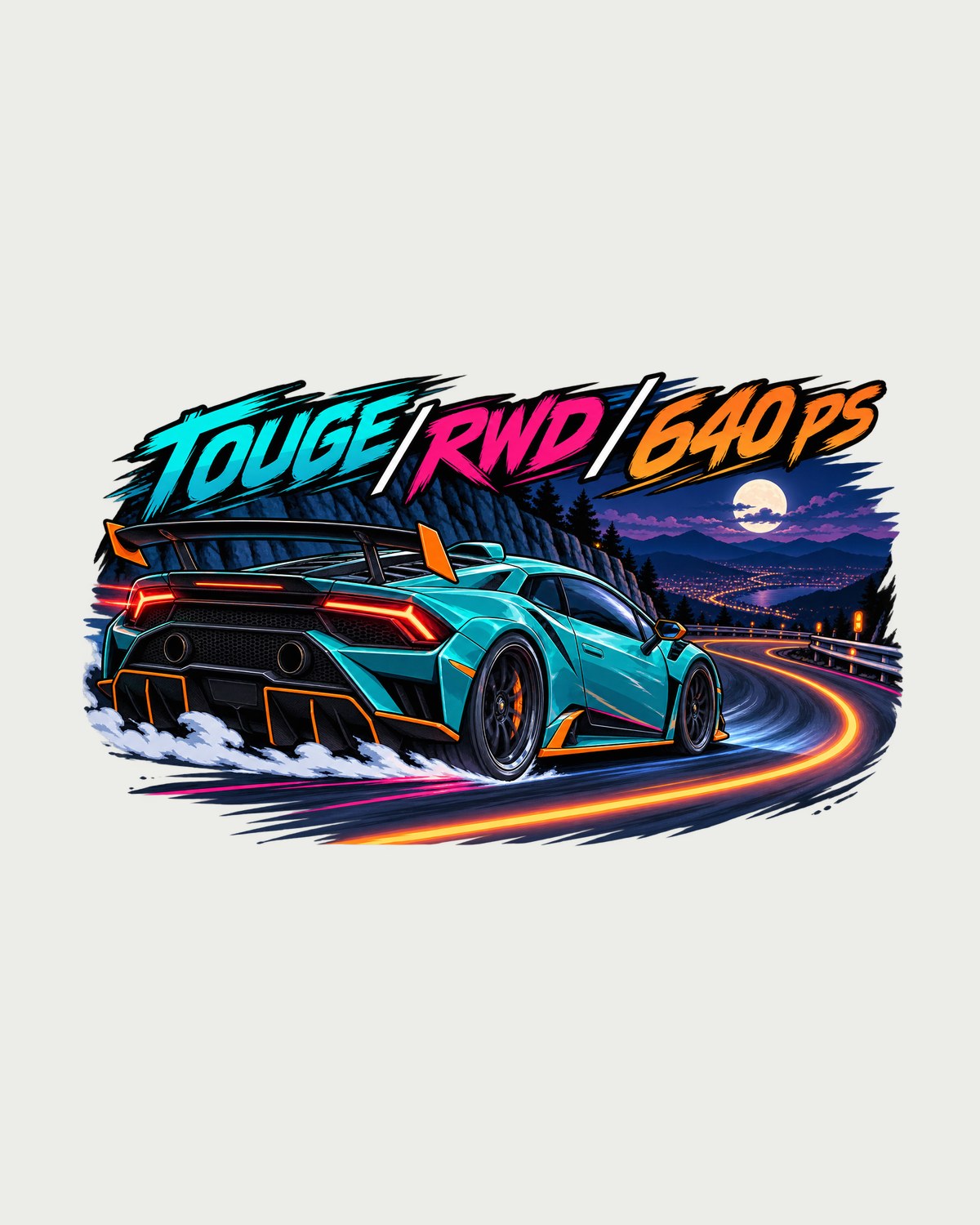 Lamborghini Huracan STO LP640-2 Night Touge Anime Style Tee design only