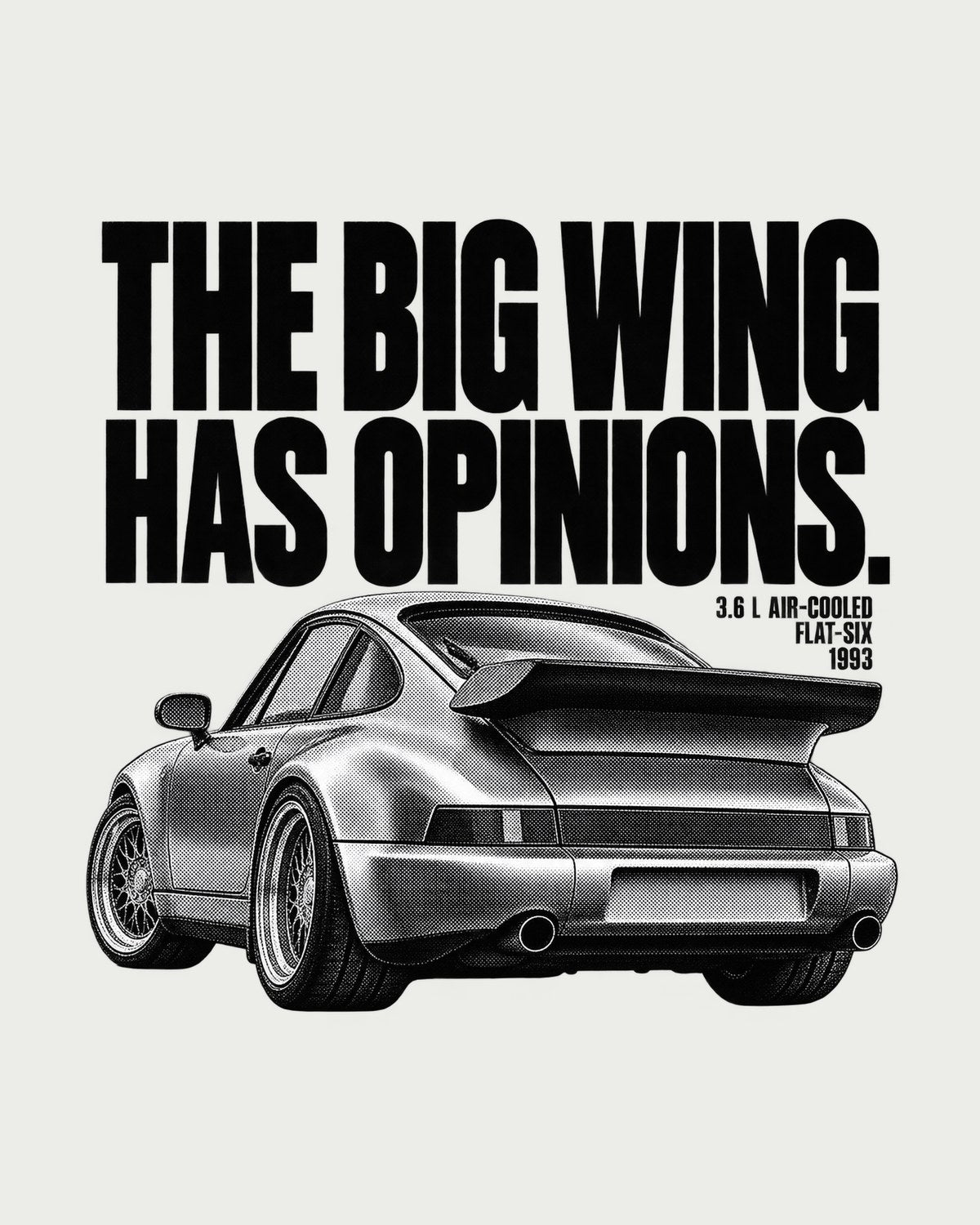 Porsche 911 Turbo 3.6 964 Whale Tail Halftone Shirt design only