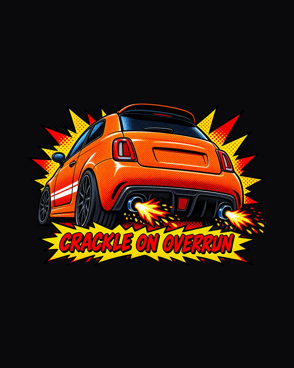 Fiat 500 Abarth Overrun Crackle Comic Halftone Shirt design only