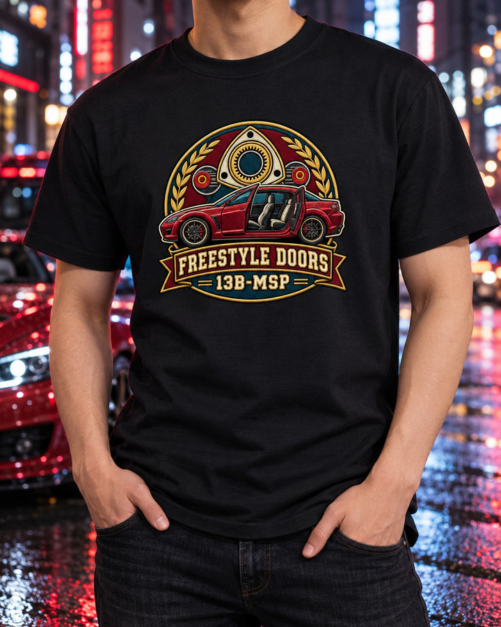Mazda RX-8 SE3P Varsity Crest Shirt, 13B-MSP Rotary Tee T-Shirt Black worn hero
