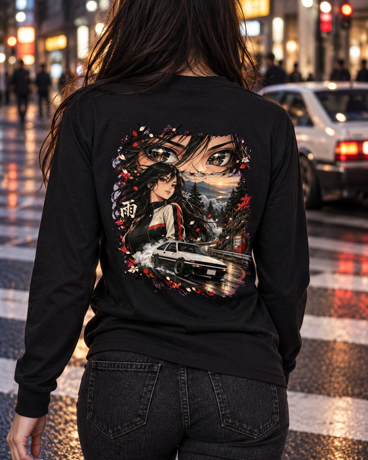 Toyota AE86 Anime Girl Shirt, Hoodie & More Long Sleeve Black worn hero