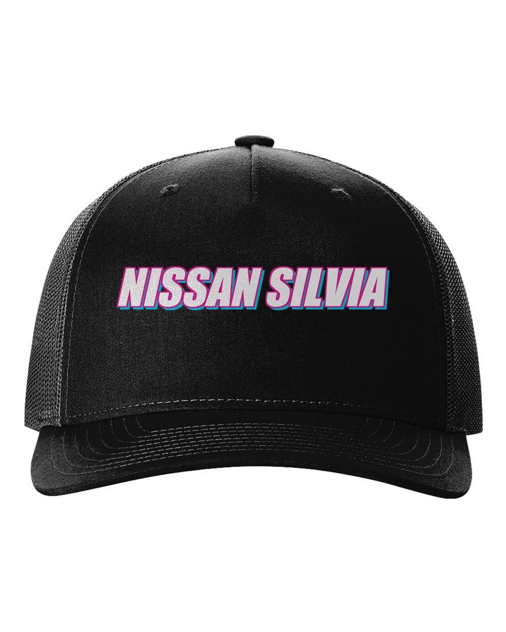 black hat front view with car name