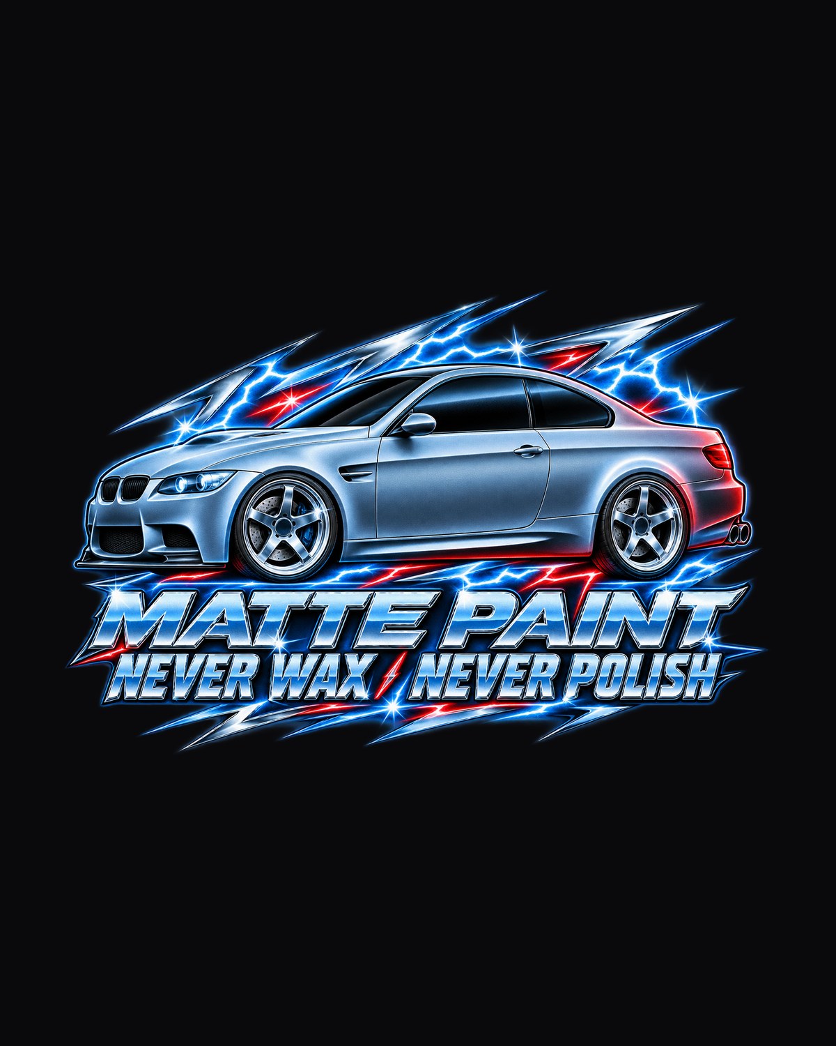 BMW E92 M3 Frozen Chrome Airbrush Shirt, Matte Paint design only