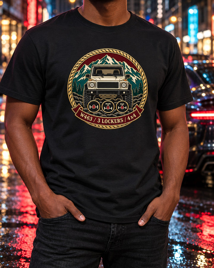Mercedes G63 W464 Two Wipers One Job Retro Manga Panel Shirt T-Shirt Black worn hero
