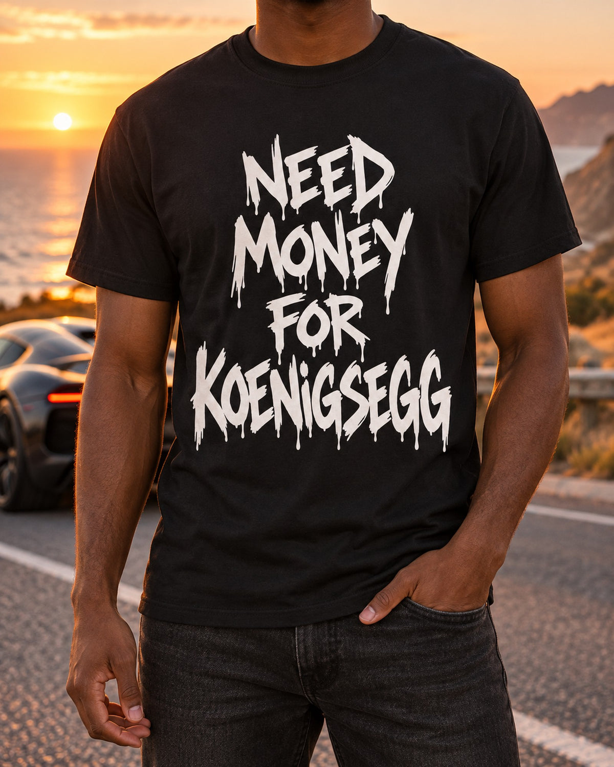 Need Money For Koenigsegg Shirt, Funny Car Guy Tee T-Shirt Black worn hero