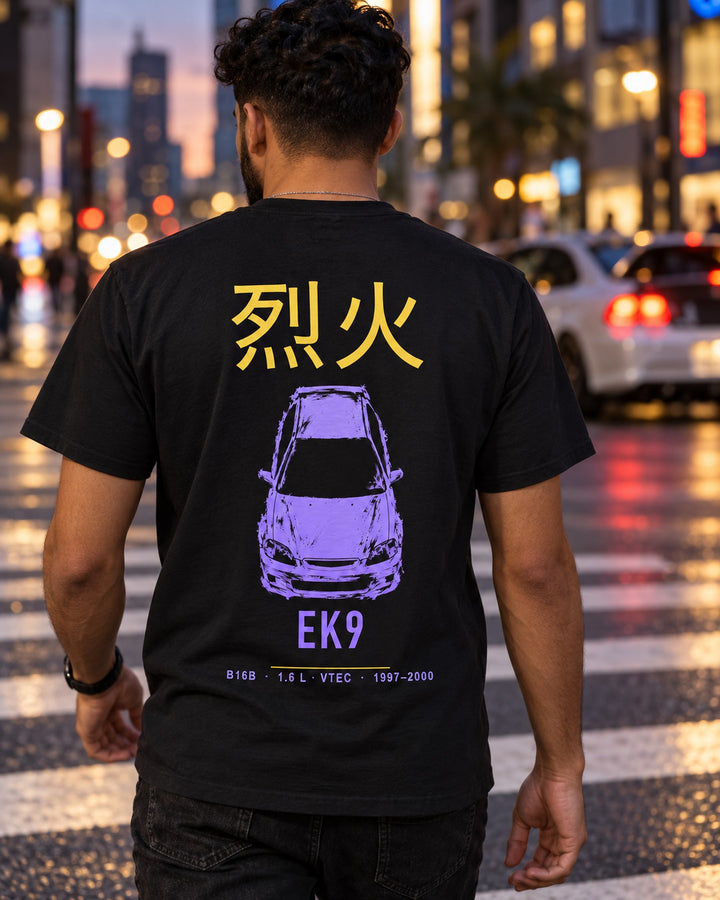 EK9 B16B Full-Back Graphic Tee T-Shirt Black worn hero