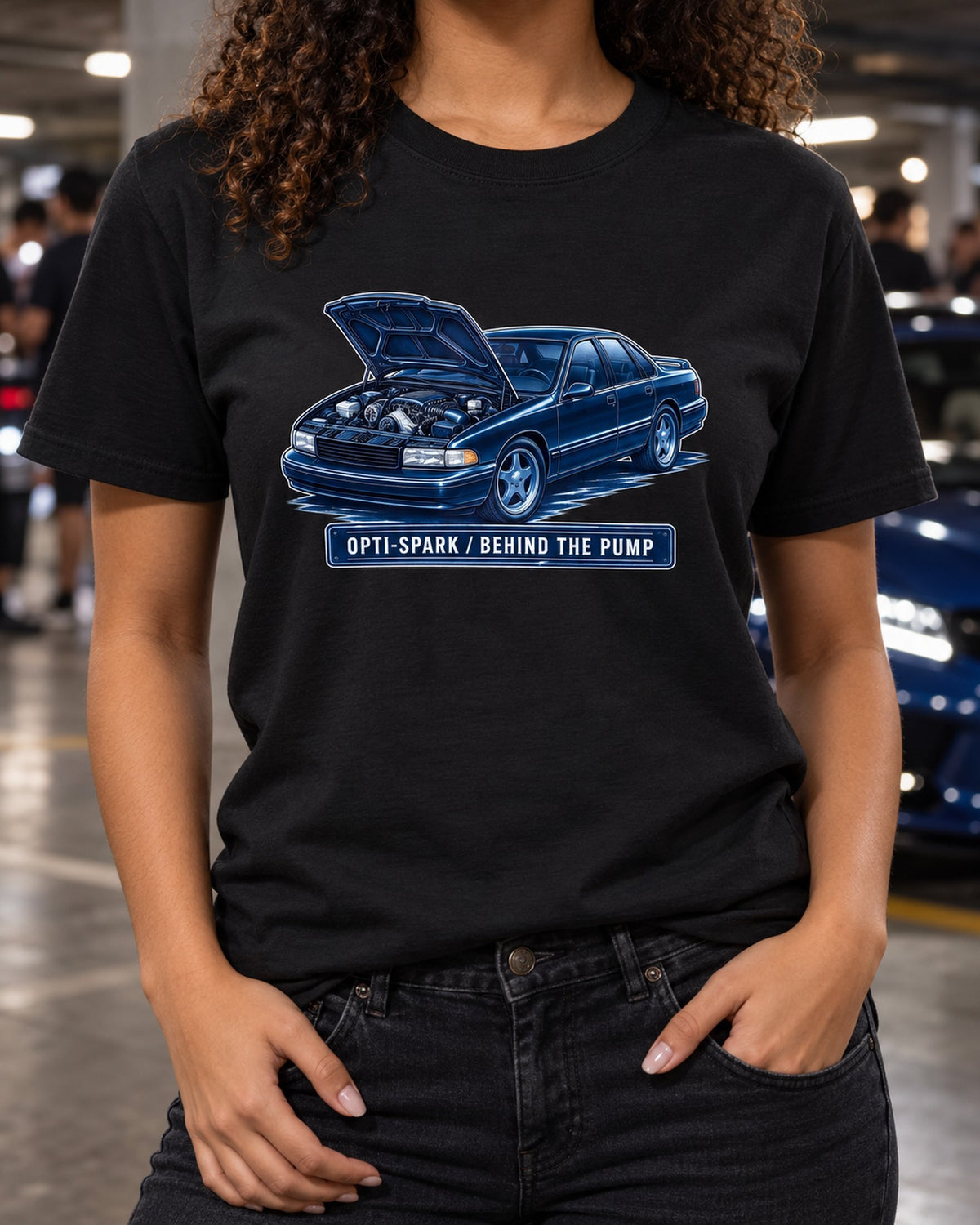 Chevrolet Impala SS 1995 Cyanotype Shirt, Opti-Spark Joke T-Shirt Black worn hero