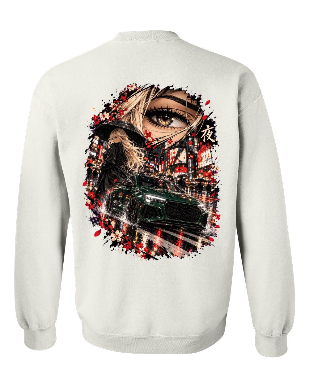 Audi RS3 Anime Girl Crewneck White back
