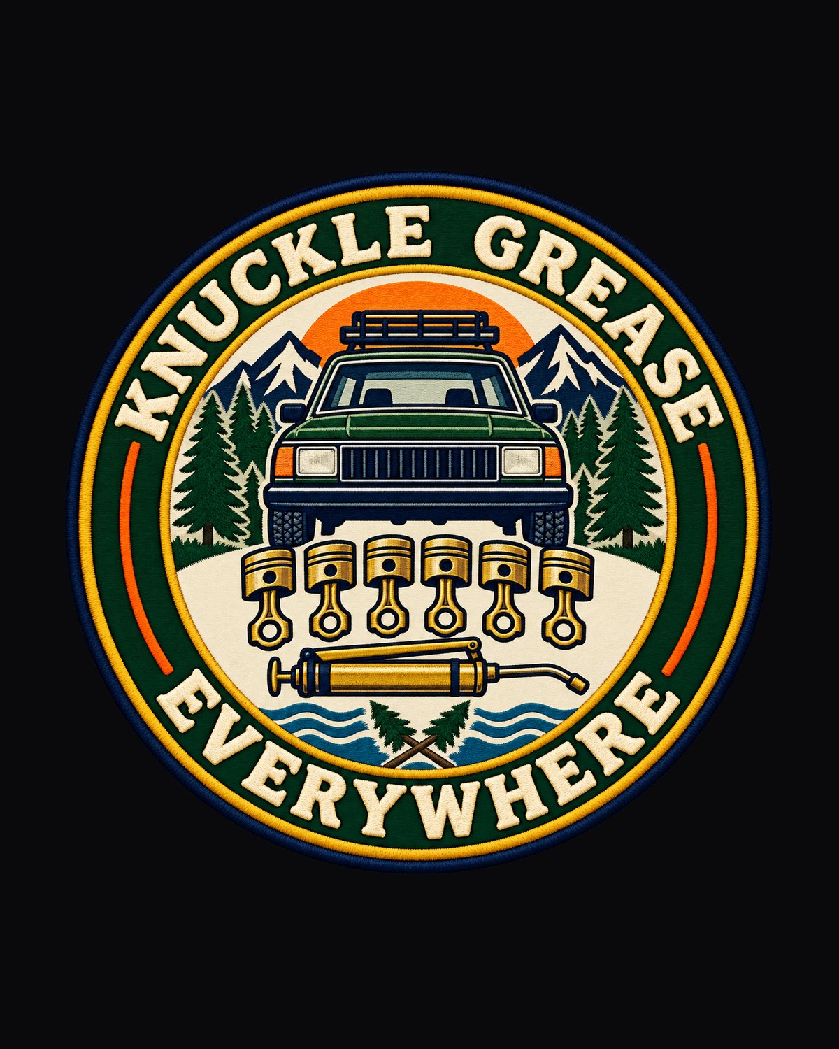 FZJ80 Land Cruiser Inline-Six Crest Shirt, Knuckle Grease design only