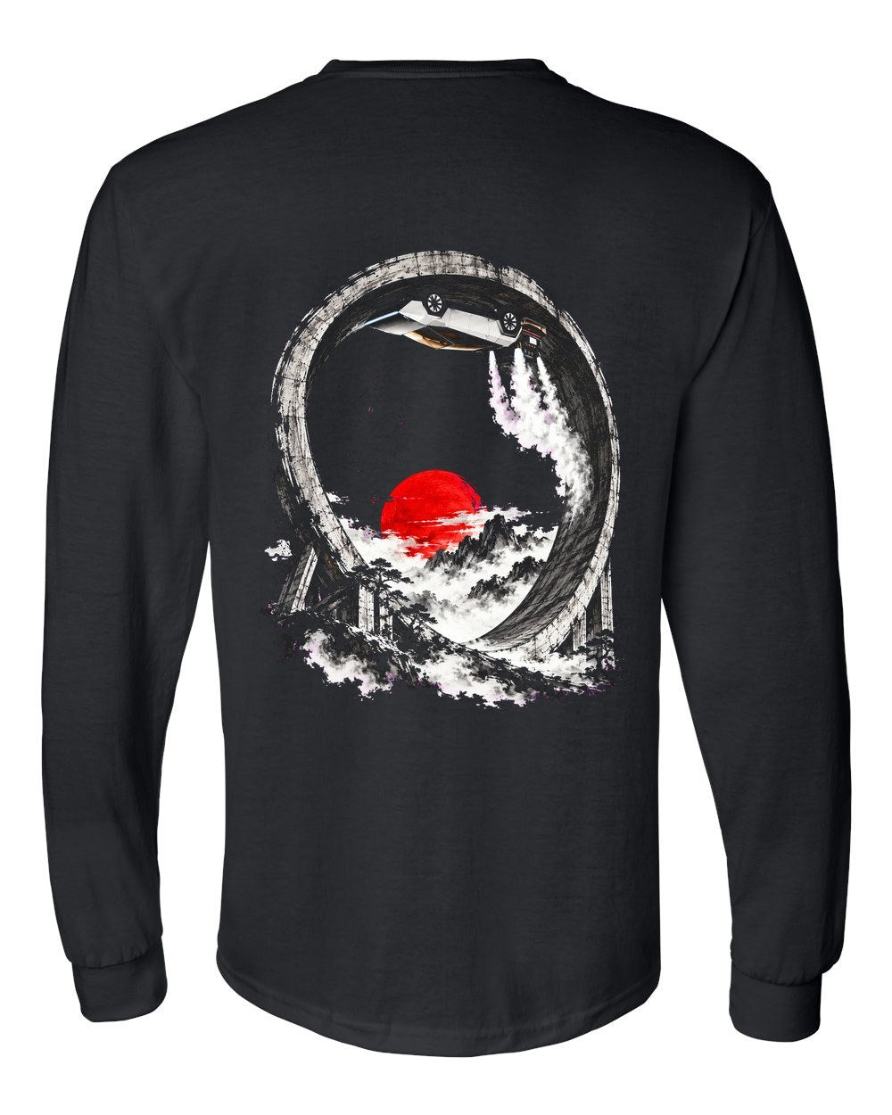 Tesla Roadster Upside Down Long Sleeve Black back
