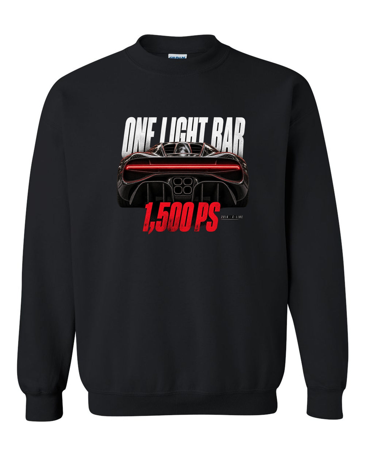 Bugatti Chiron 2016 light bar taillight macro black crewneck front view with the design