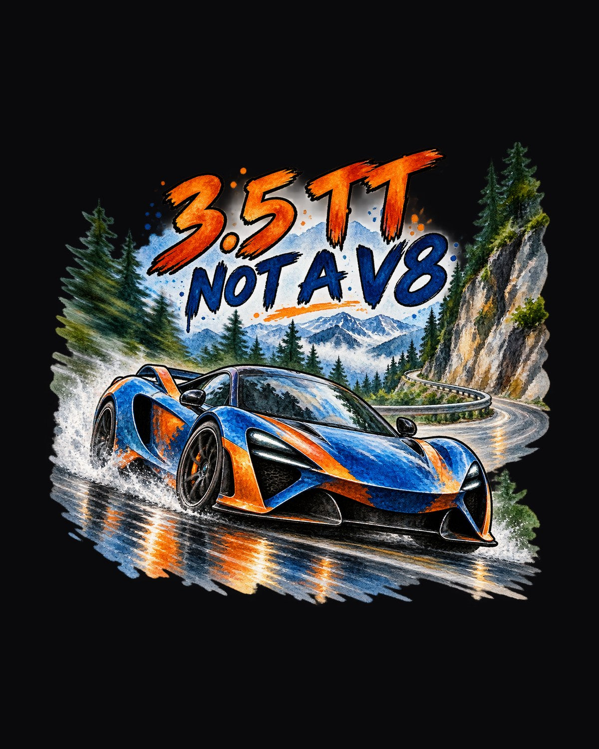 Ford GT 2017-2022 Hairpin Watercolour print Tee design only