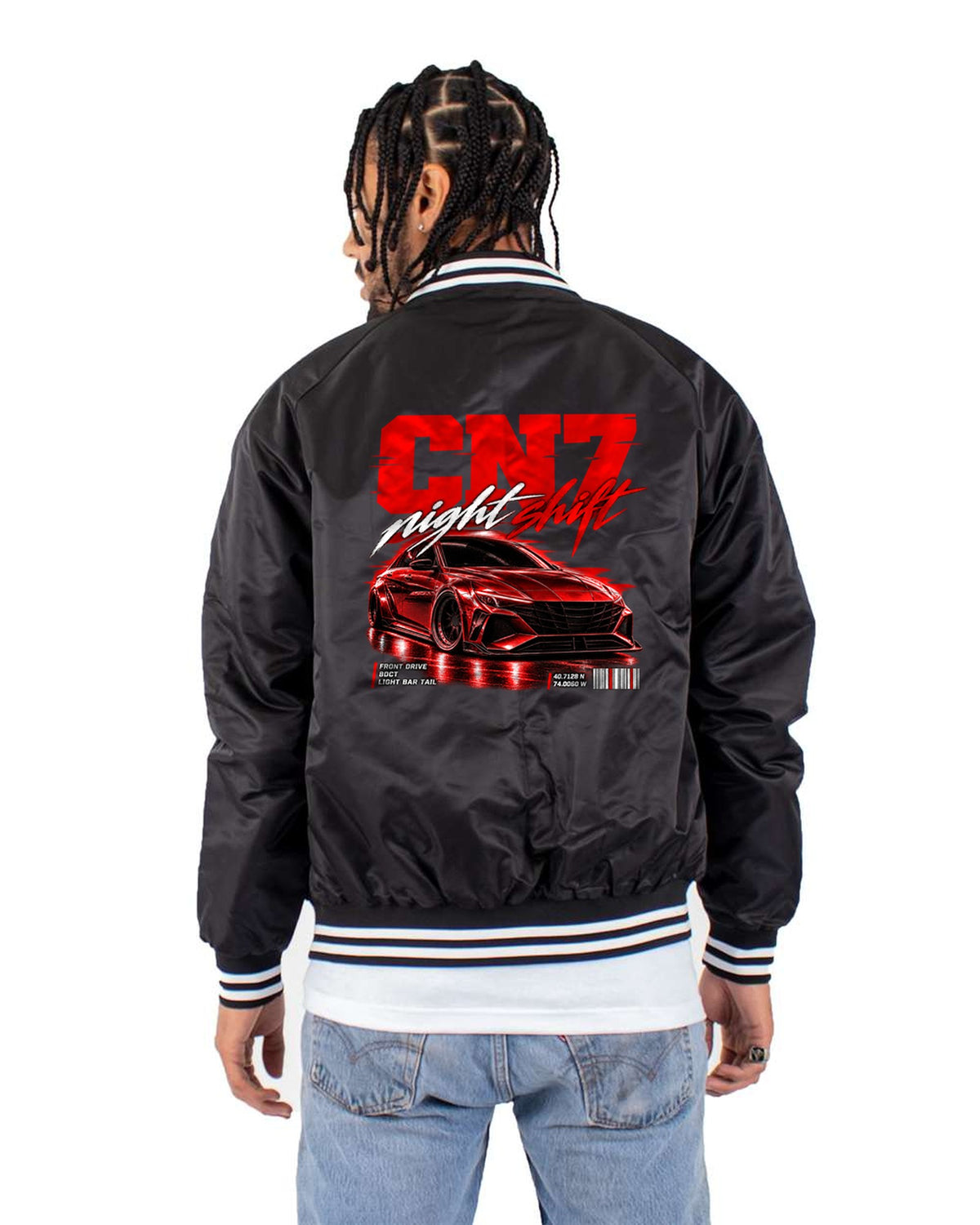 Hyundai Elantra N CN7 Street Poster Shirt, New York Night Shift Bomber Jacket Black back
