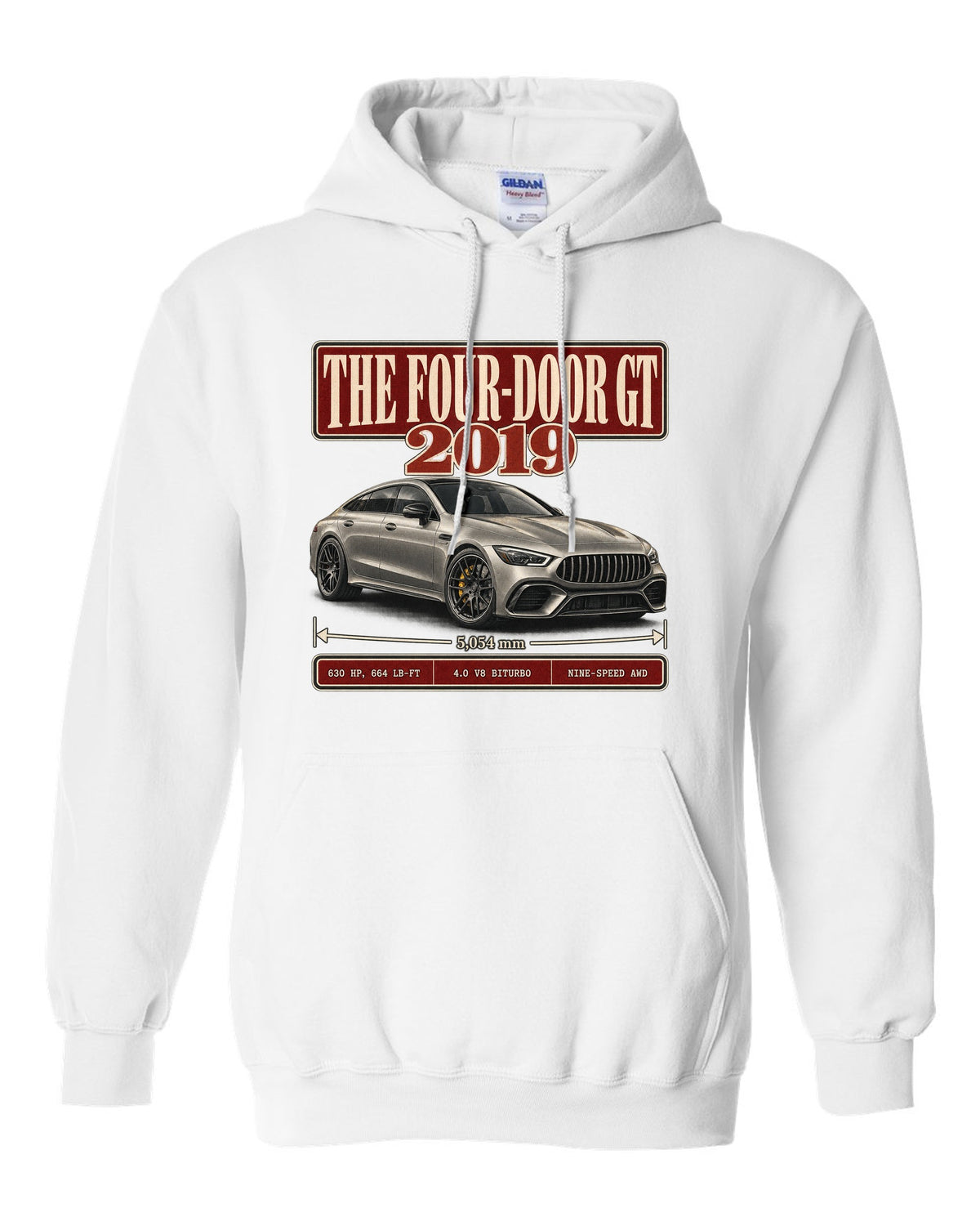 Mercedes-AMG GT 63 S 2019 archive panel design in warm silver-grey white pull over hoodie front view with the design
