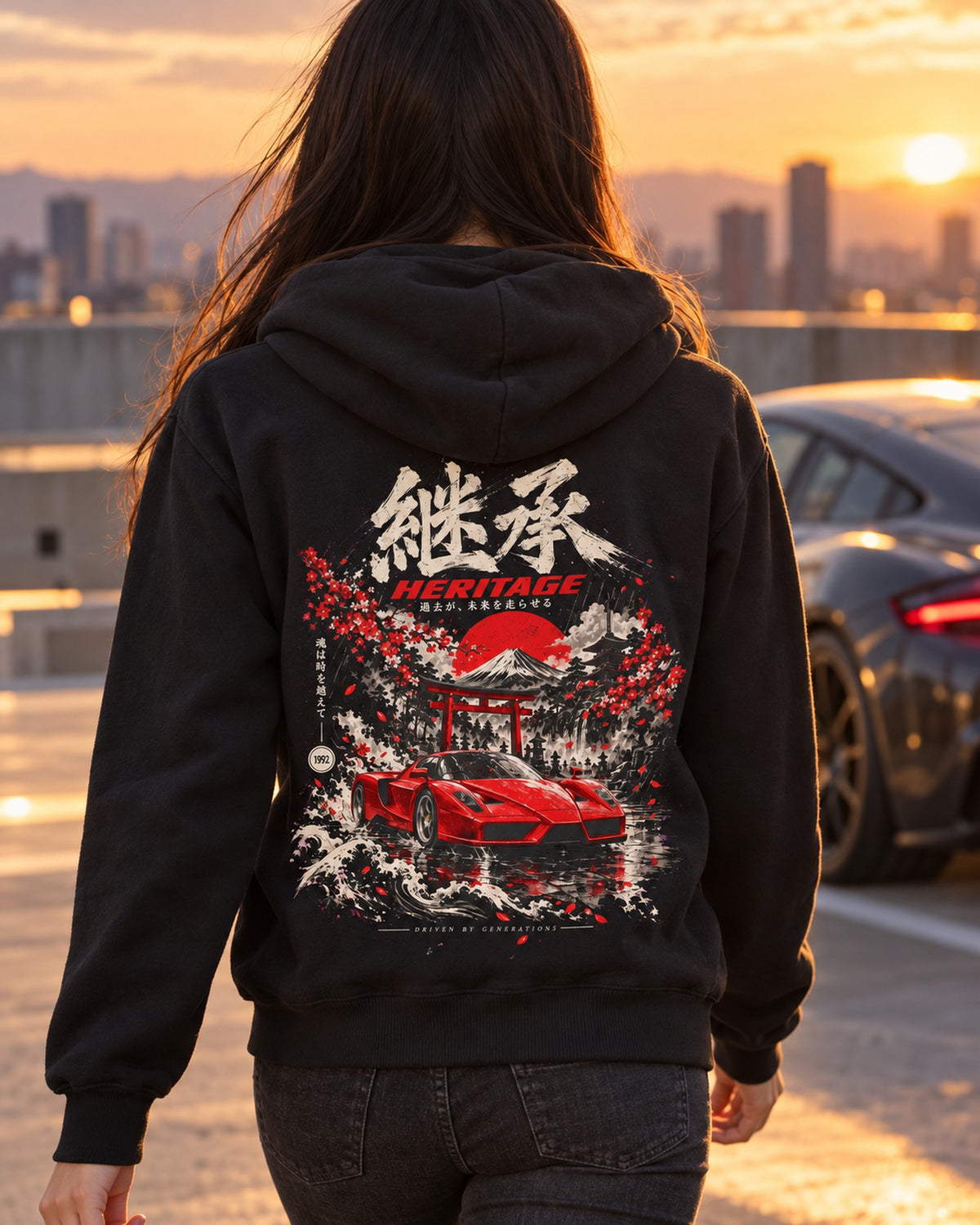 Ferrari Enzo Heritage Shirt, Hoodie & More Zip Hoodie Black worn hero