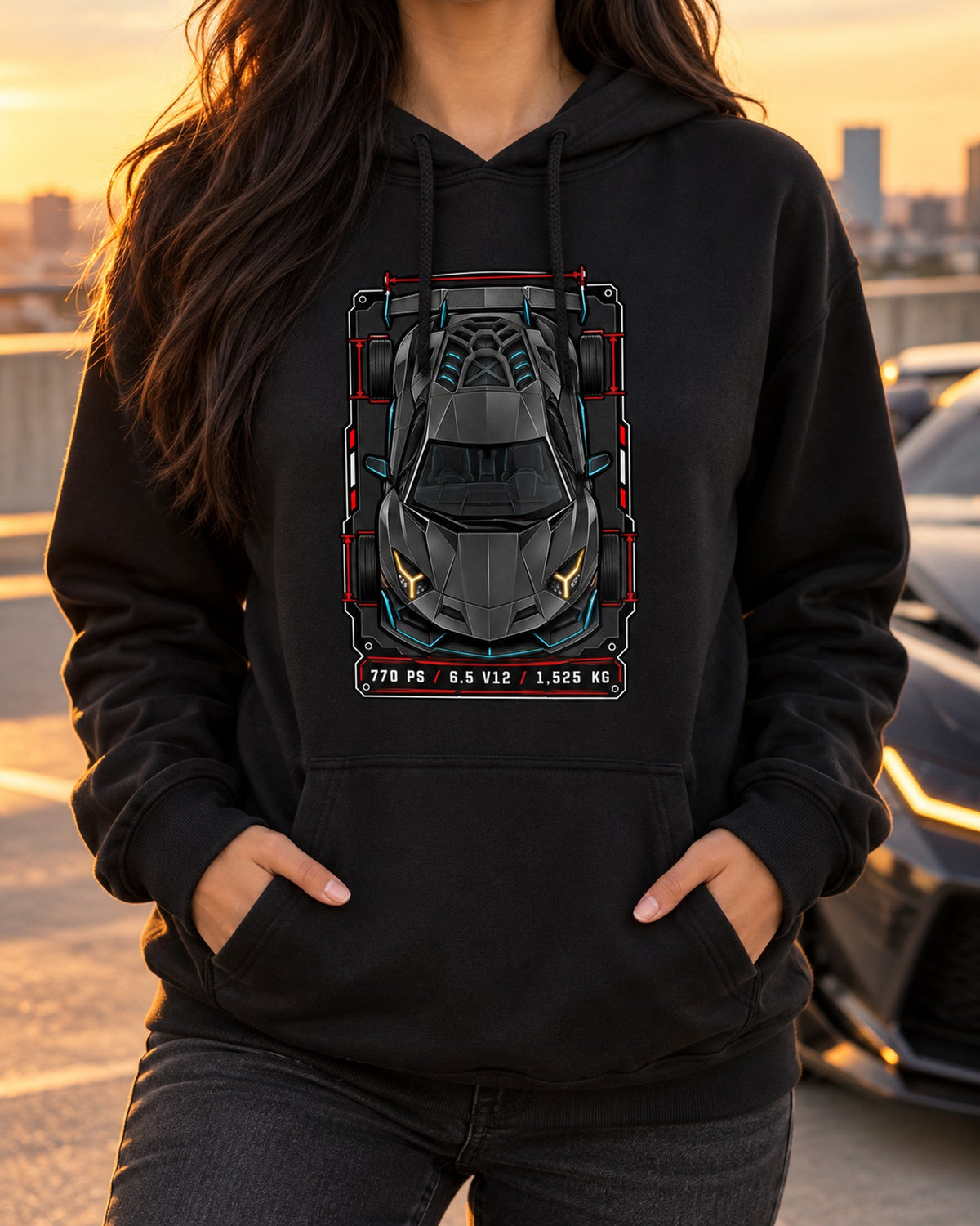 Aventador SVJ LP770-4 Spec Sheet Data Plate Tee, 770 PS Pull Over Hoodie Black worn hero