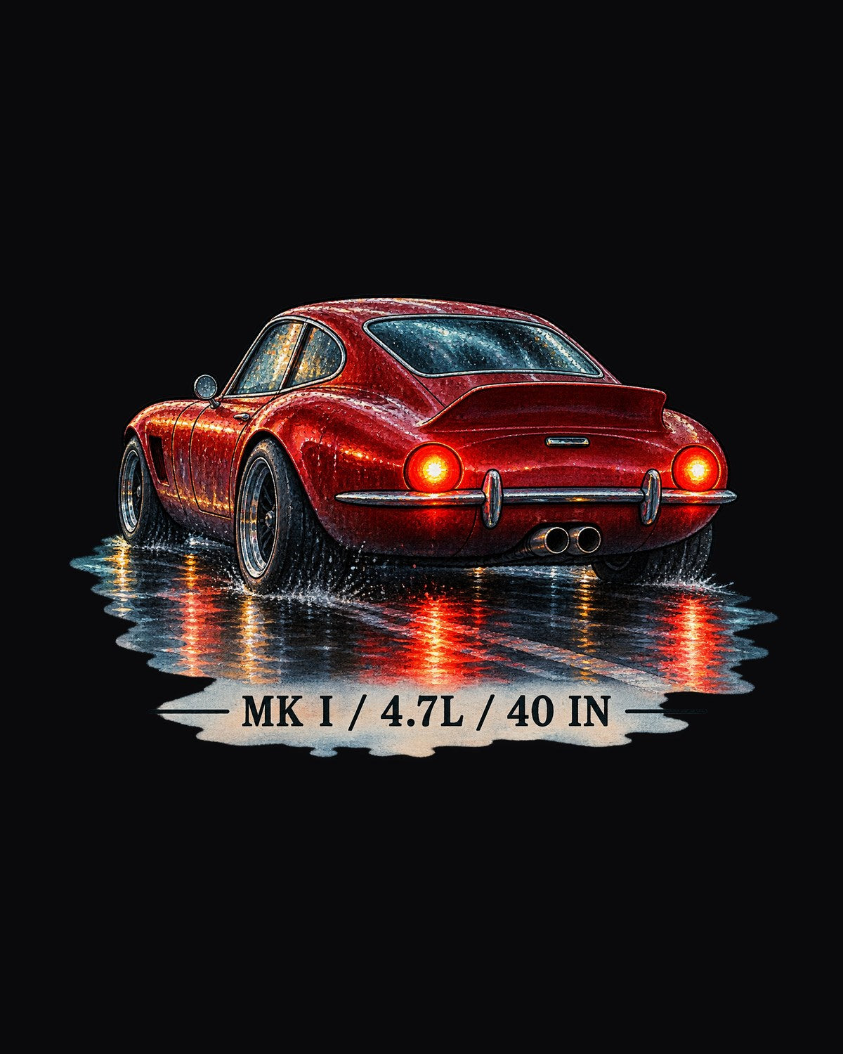 Ford GT40 Mk I Watercolour Shirt, Rainy Night Car Art Tee design only