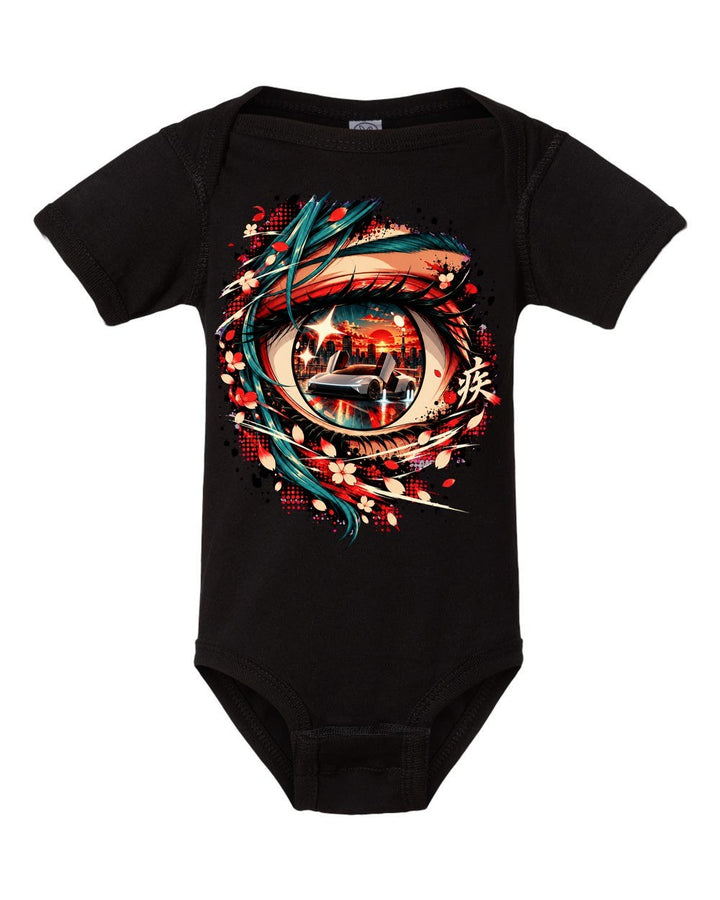 Tesla Roadster Anime Girl Baby Onesie Black front