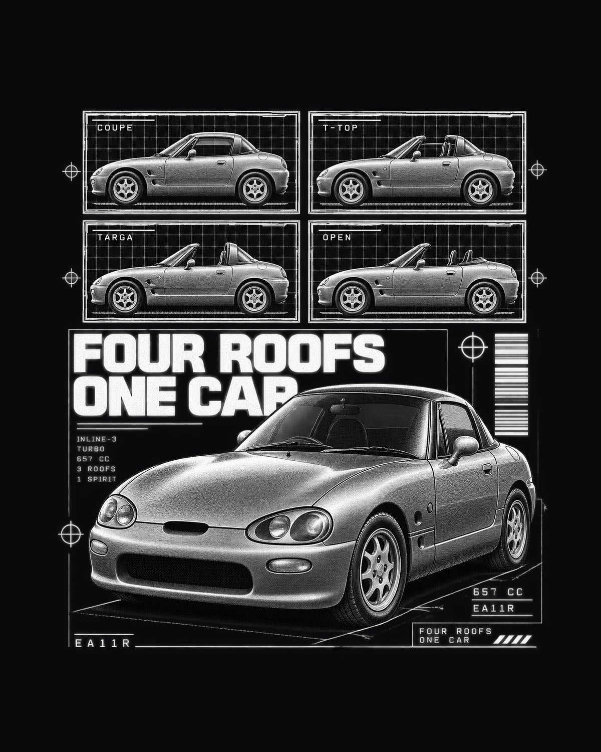 Suzuki Cappuccino EA11R Four Roofs Dossier Shirt design only