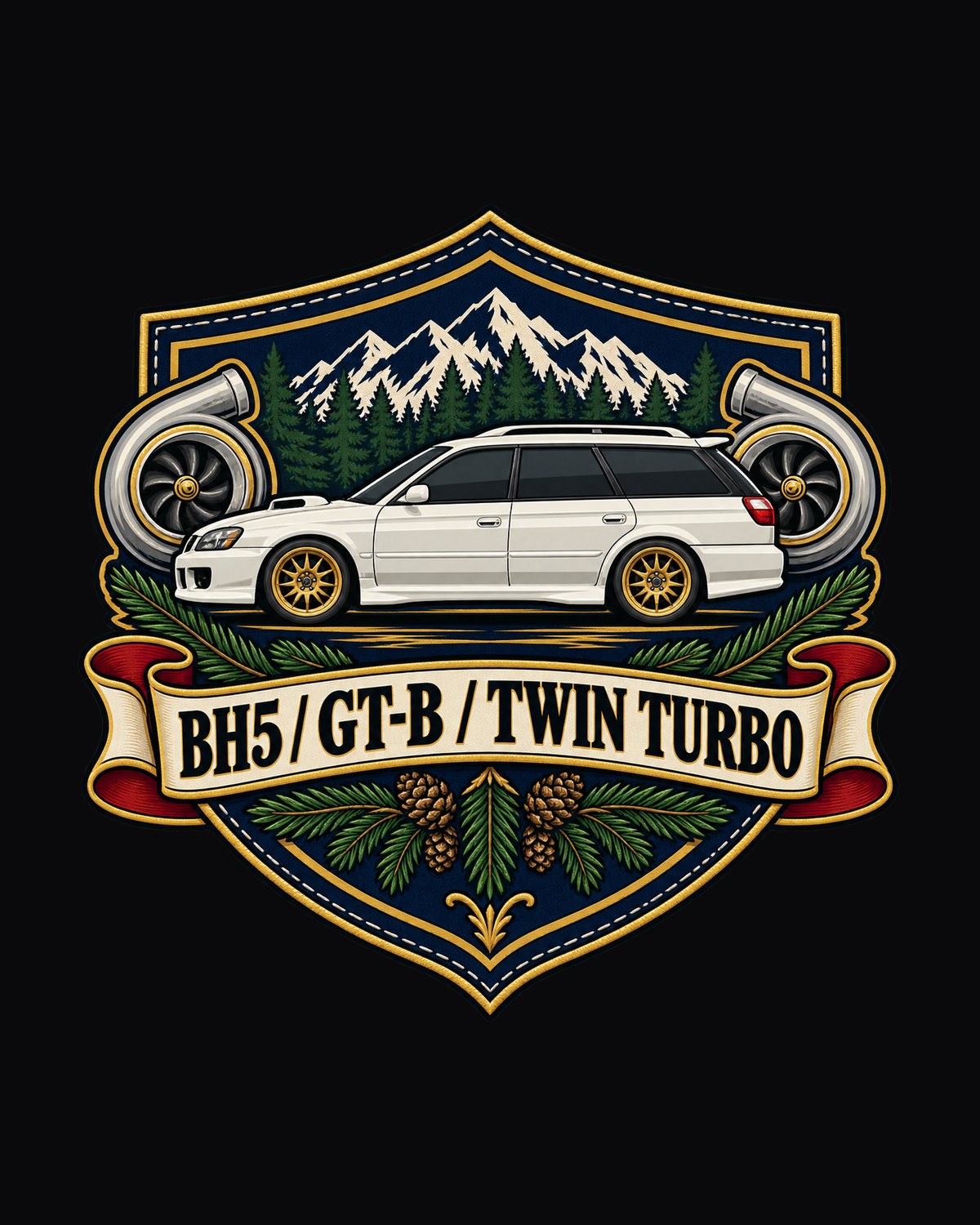 Subaru Legacy BH5 GT-B Wagon Shield Crest print Shirt design only
