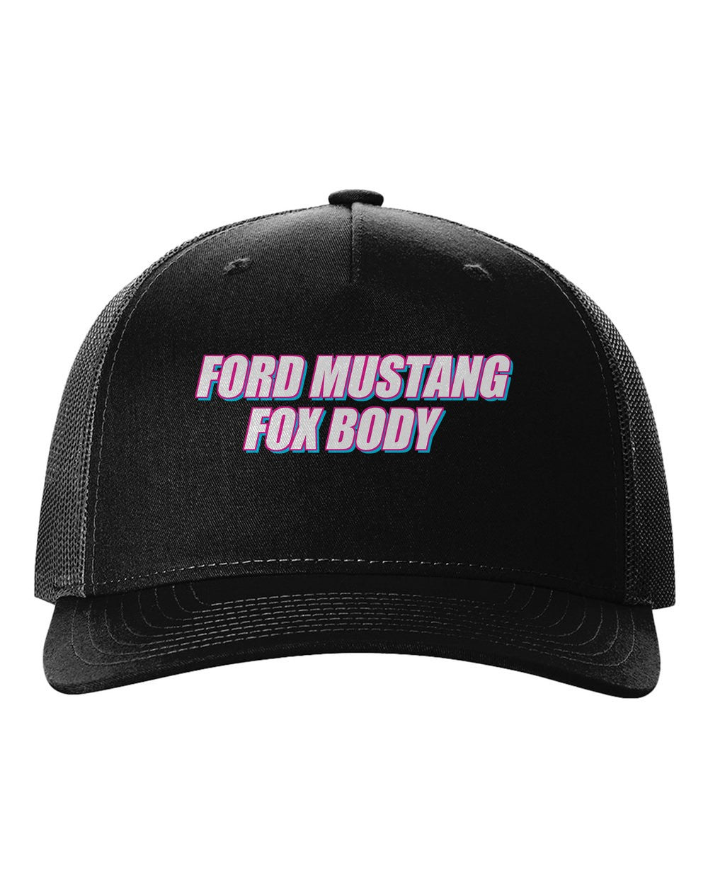 black hat front view with car name
