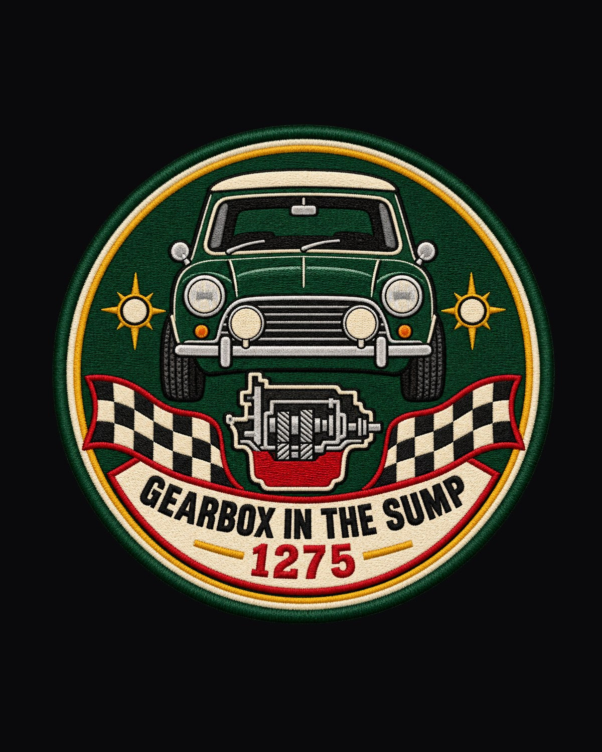 Classic Mini Cooper S Gearbox in the Sump Crest Shirt design only