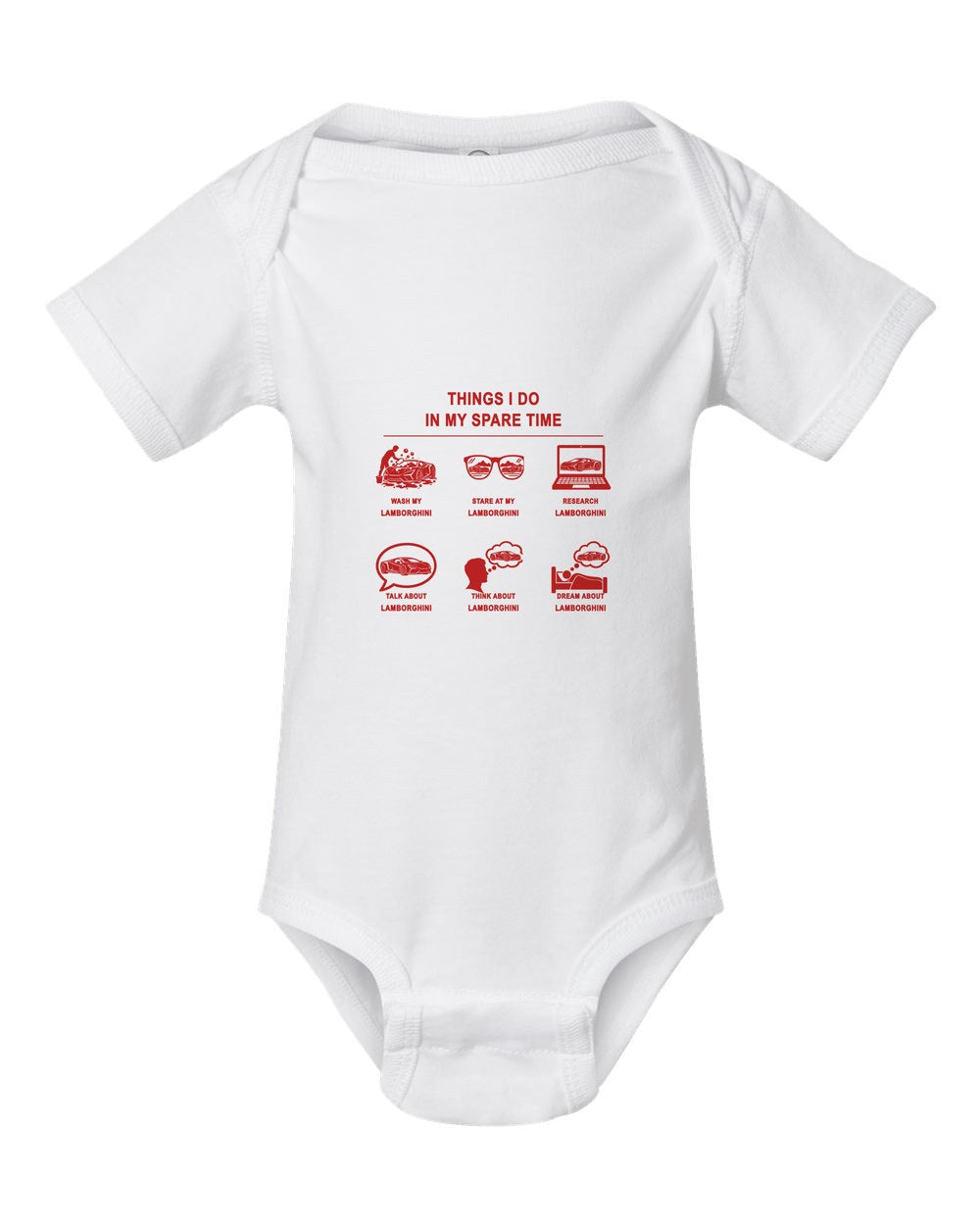 Lamborghini Things I Do Baby Onesie White front